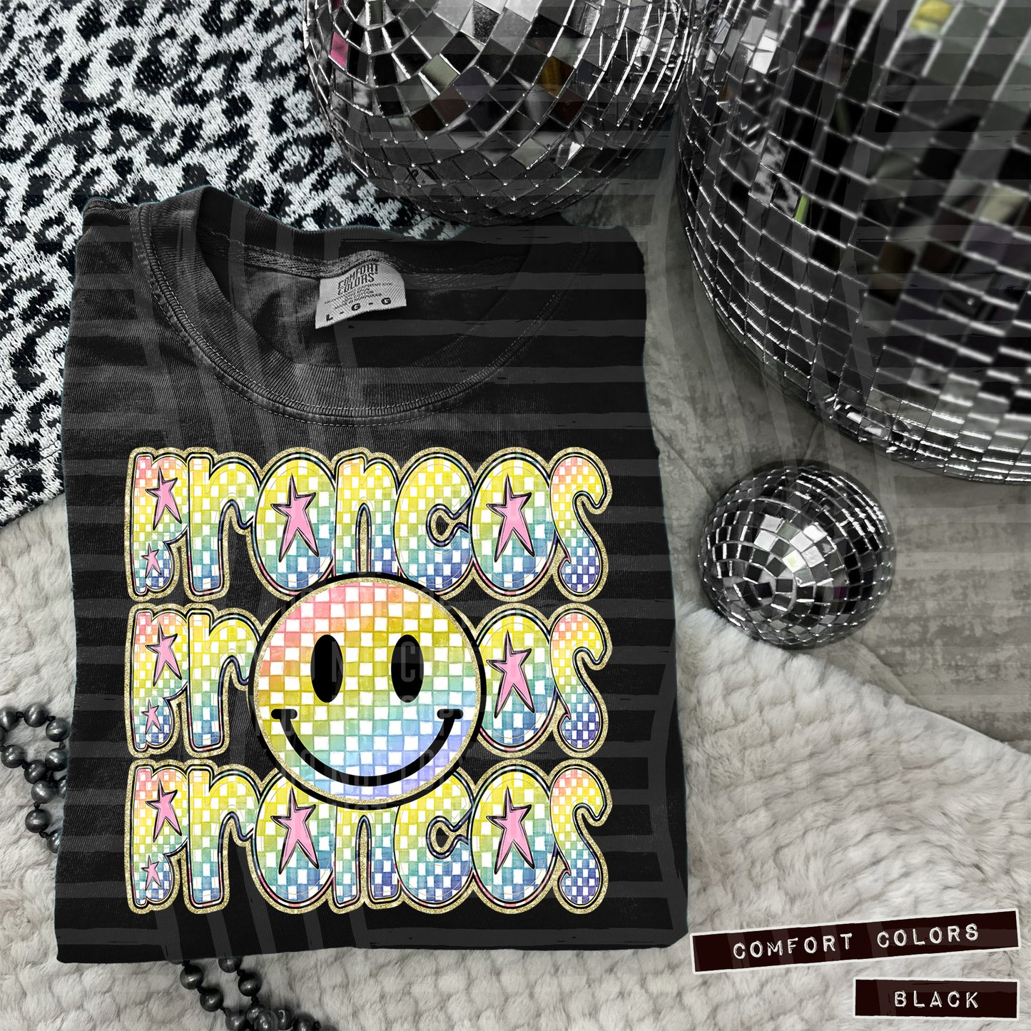 Rainbow Checker Happy Triple Stacked - Digital Download 300DPI PNG FILE