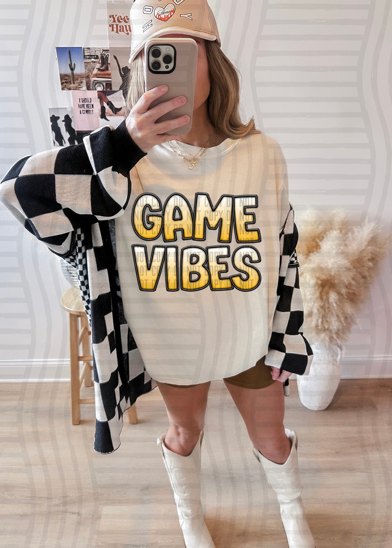 GAME VIBES - SOLID OMBRE - Faux Embroidery - Color Dropdown Digital Download 300DPI PNG FILE
