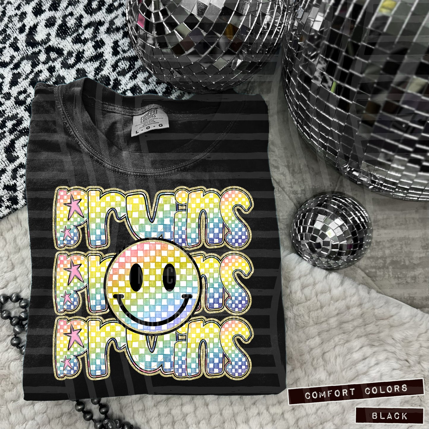 Rainbow Checker Happy Triple Stacked - Digital Download 300DPI PNG FILE