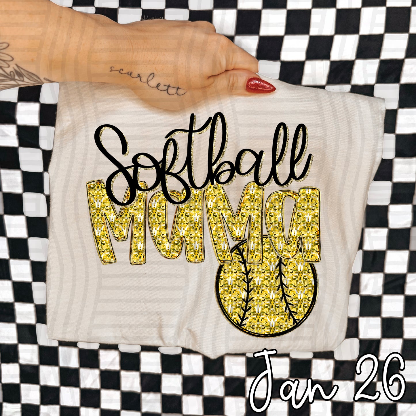 SOFTBALL Mama Bling - Faux Diamonds - Color Dropdown Digital Download 300DPI PNG FILE