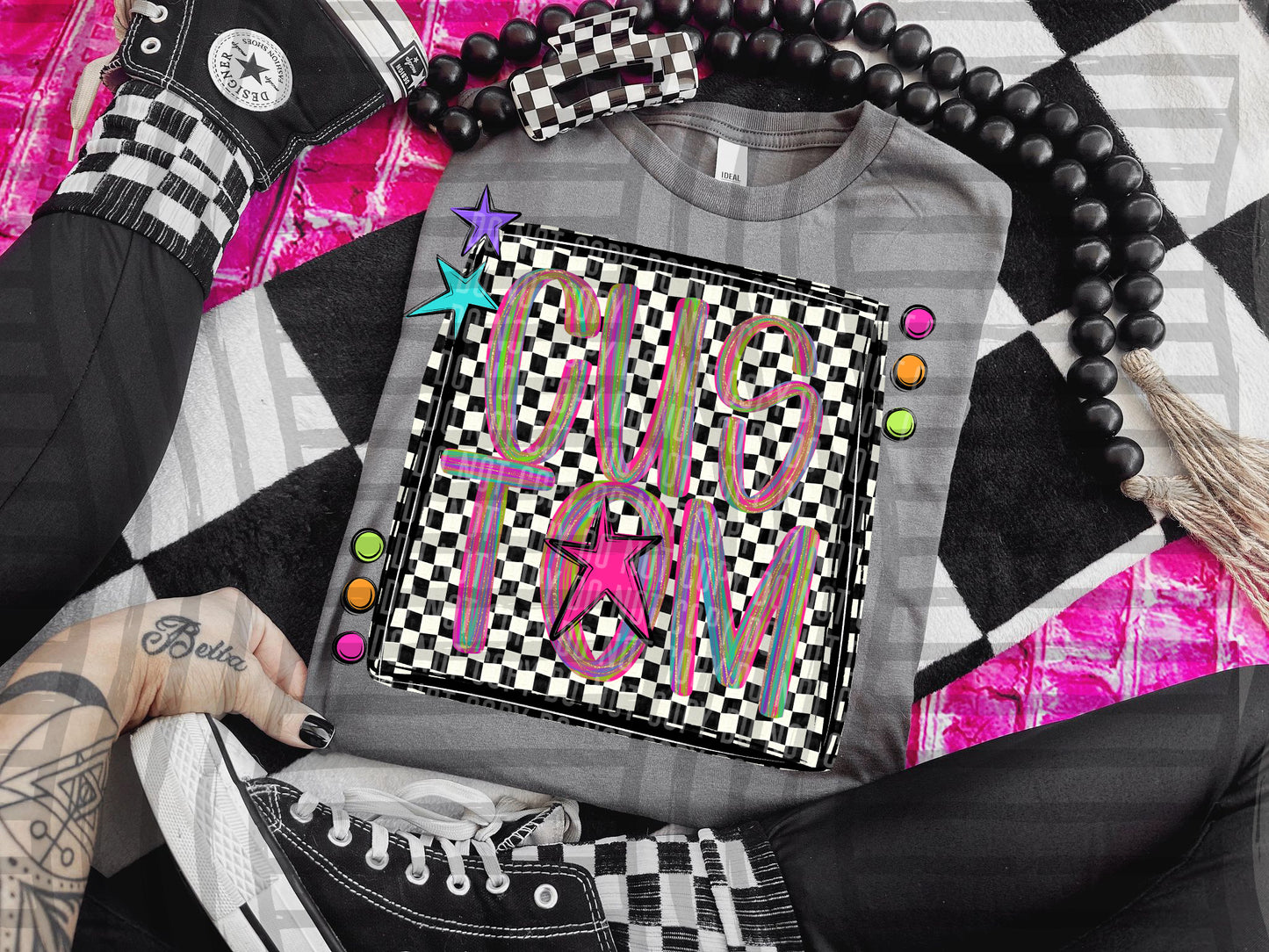 Pink Brushstrokes Preppy - Dropdown + CUSTOM- Digital Download 300DPI PNG FILE