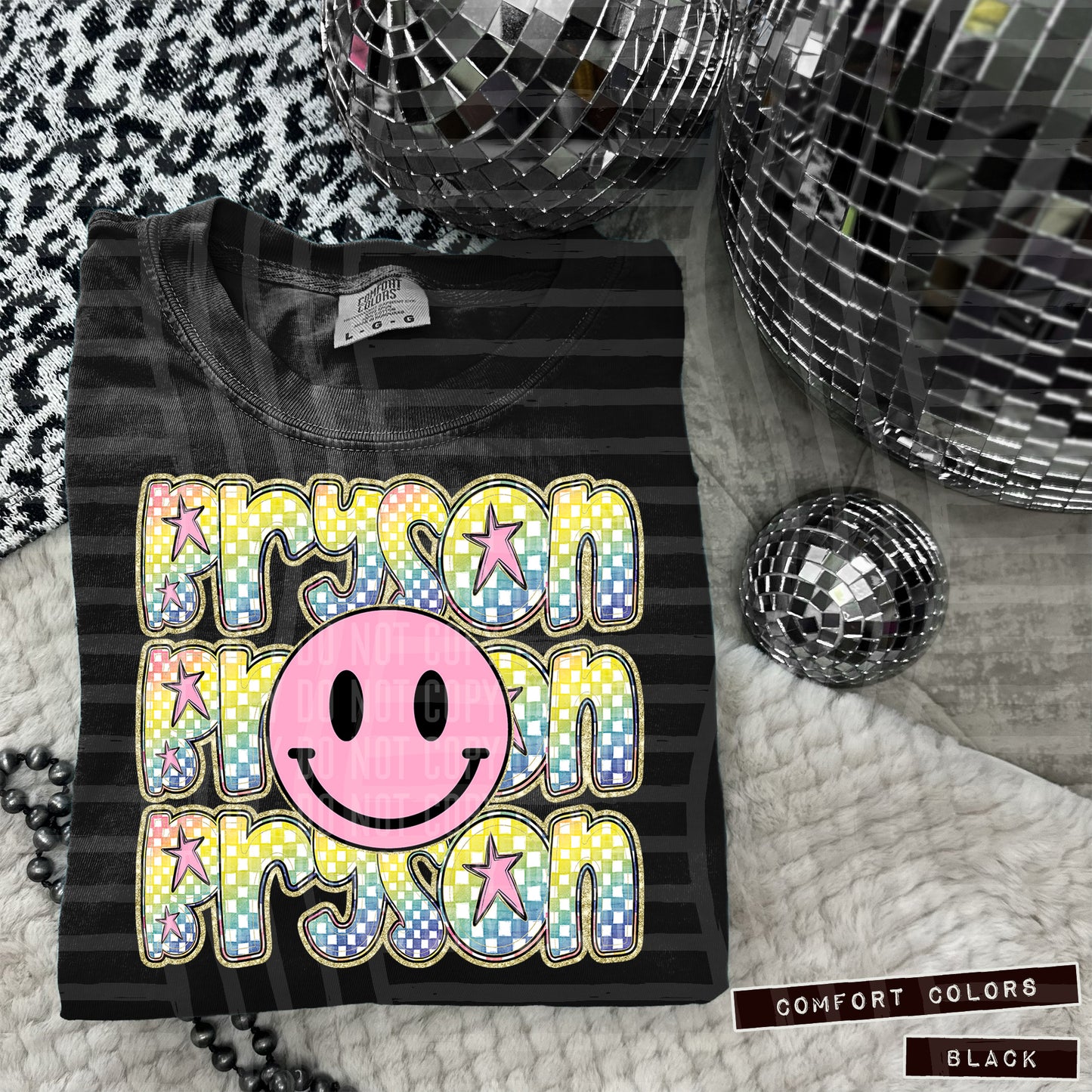 Rainbow Checker Pink Happy Triple Stacked - Digital Download 300DPI PNG FILE