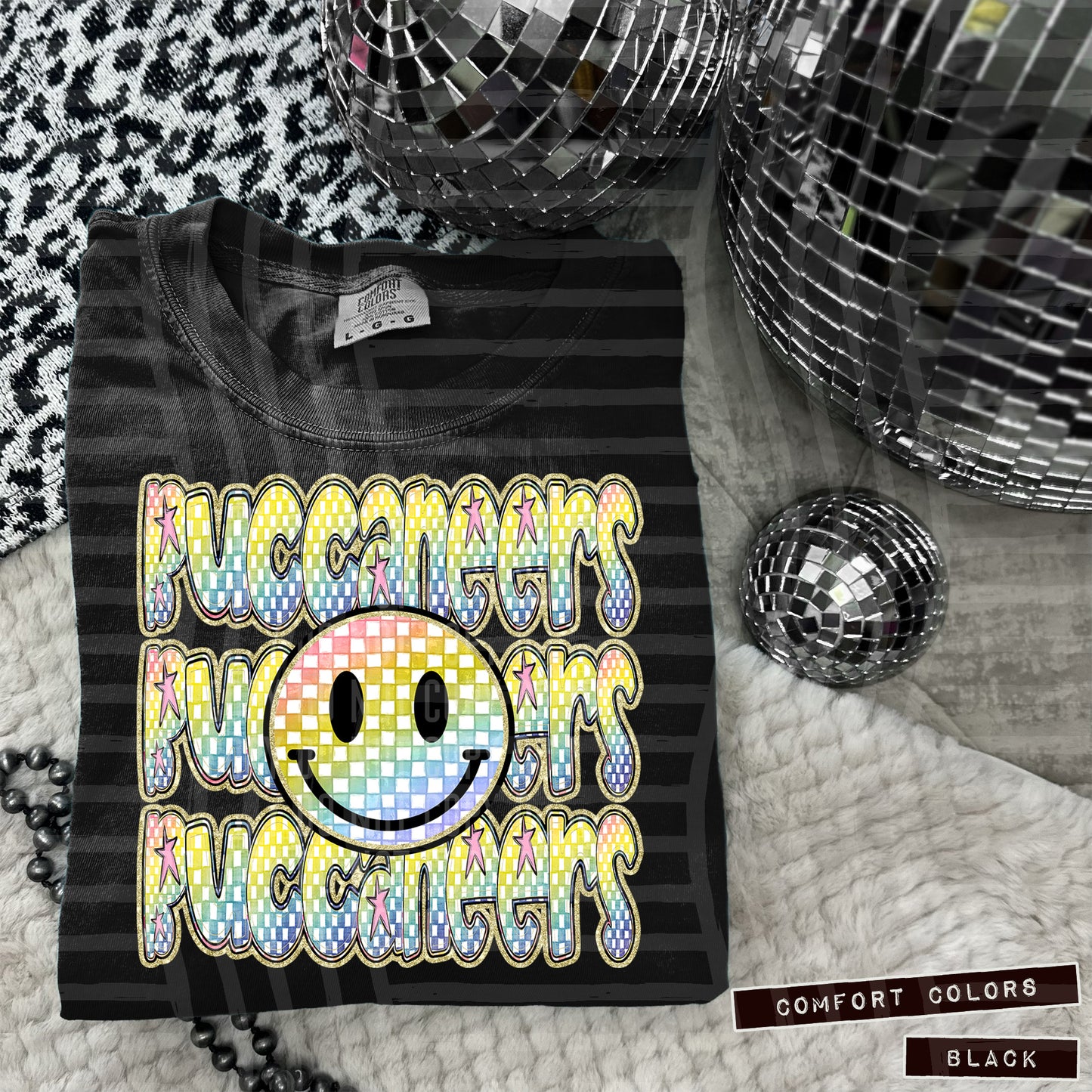 Rainbow Checker Happy Triple Stacked - Digital Download 300DPI PNG FILE