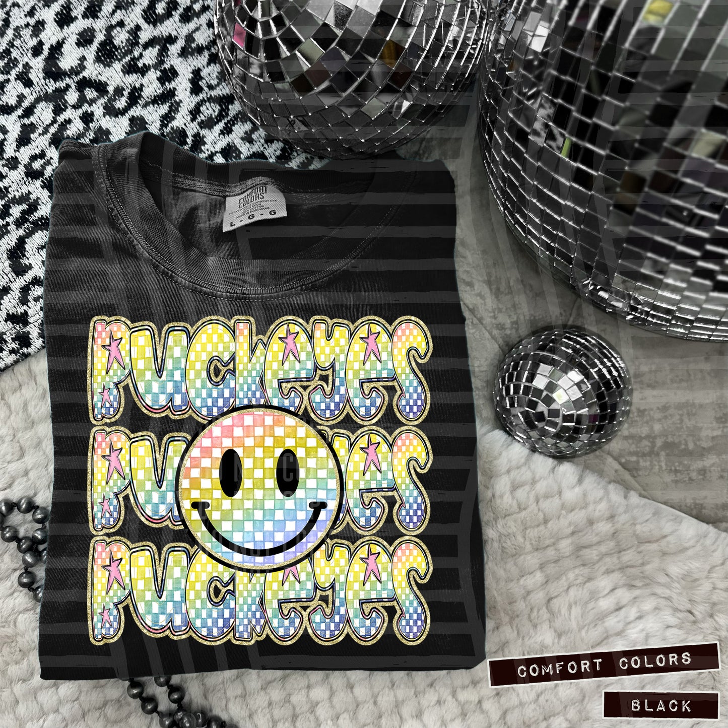 Rainbow Checker Happy Triple Stacked - Digital Download 300DPI PNG FILE