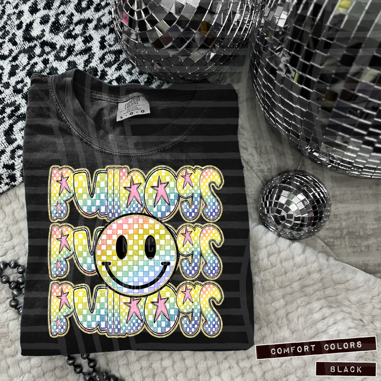 Rainbow Checker Happy Triple Stacked - Digital Download 300DPI PNG FILE