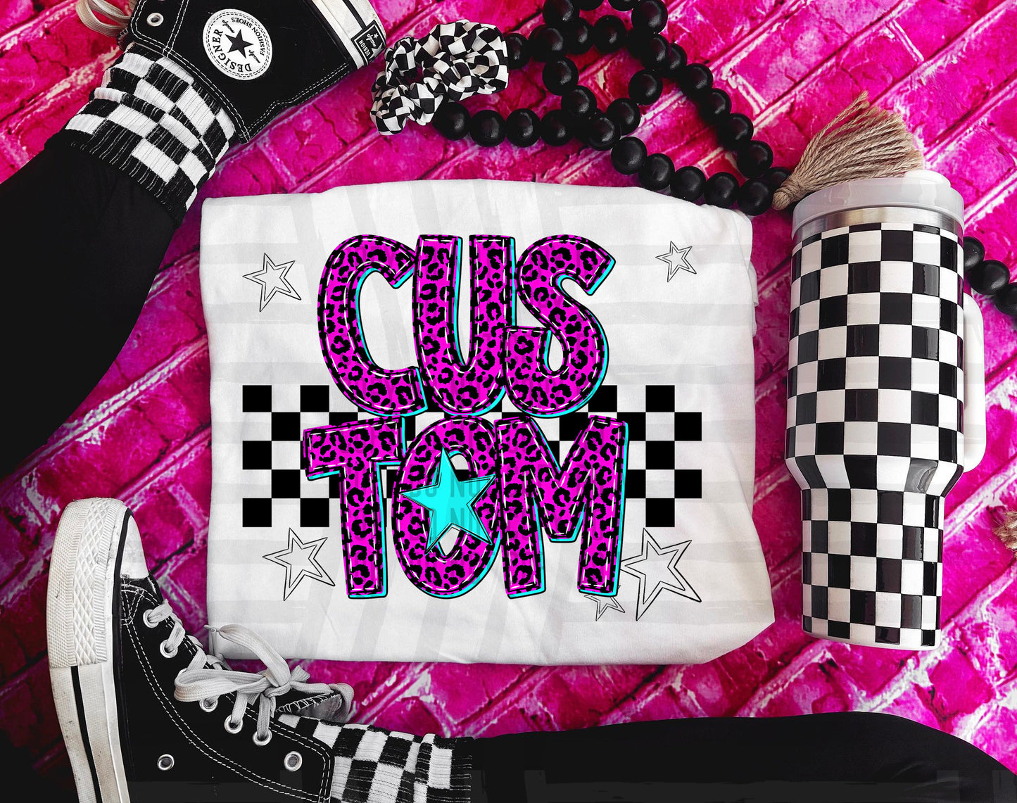 Pink checks - Dropdown + CUSTOM - Digital Download 300DPI PNG FILE
