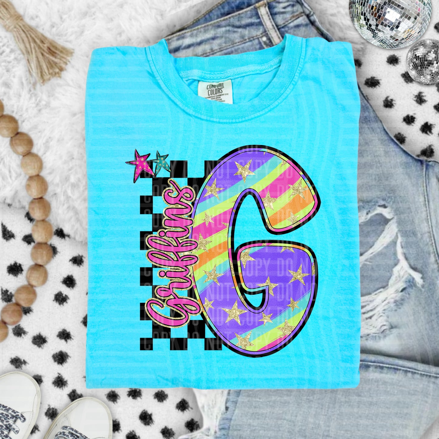 Rainbow Swirl Initial -Dropdown + Custom option - Digital Download 300DPI PNG FILE