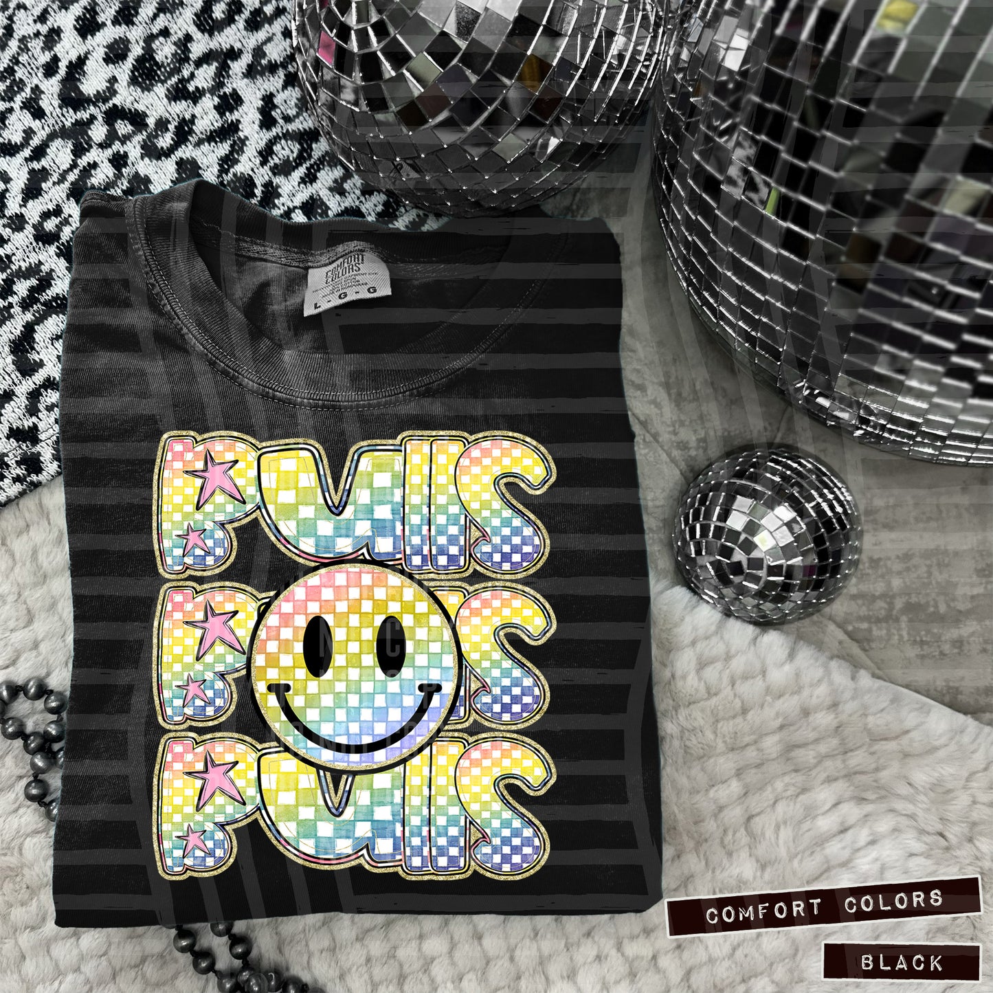 Rainbow Checker Happy Triple Stacked - Digital Download 300DPI PNG FILE