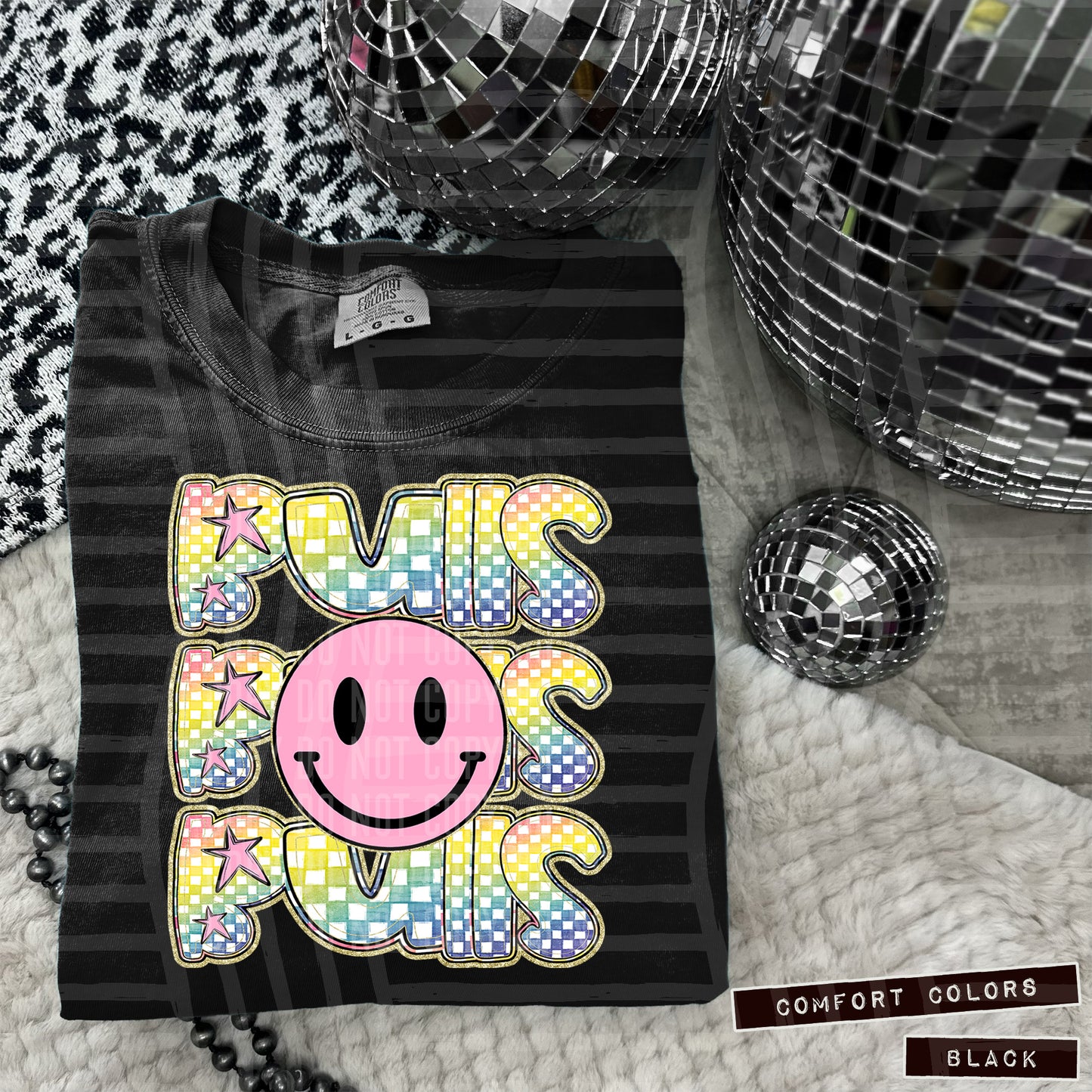 Rainbow Checker Pink Happy Triple Stacked - Digital Download 300DPI PNG FILE