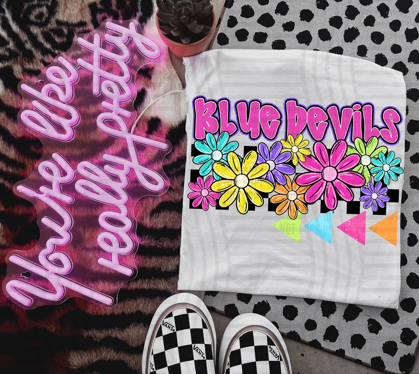 Bright Preppy Floral -Dropdown + CUSTOM - Digital Download 300DPI PNG FILE