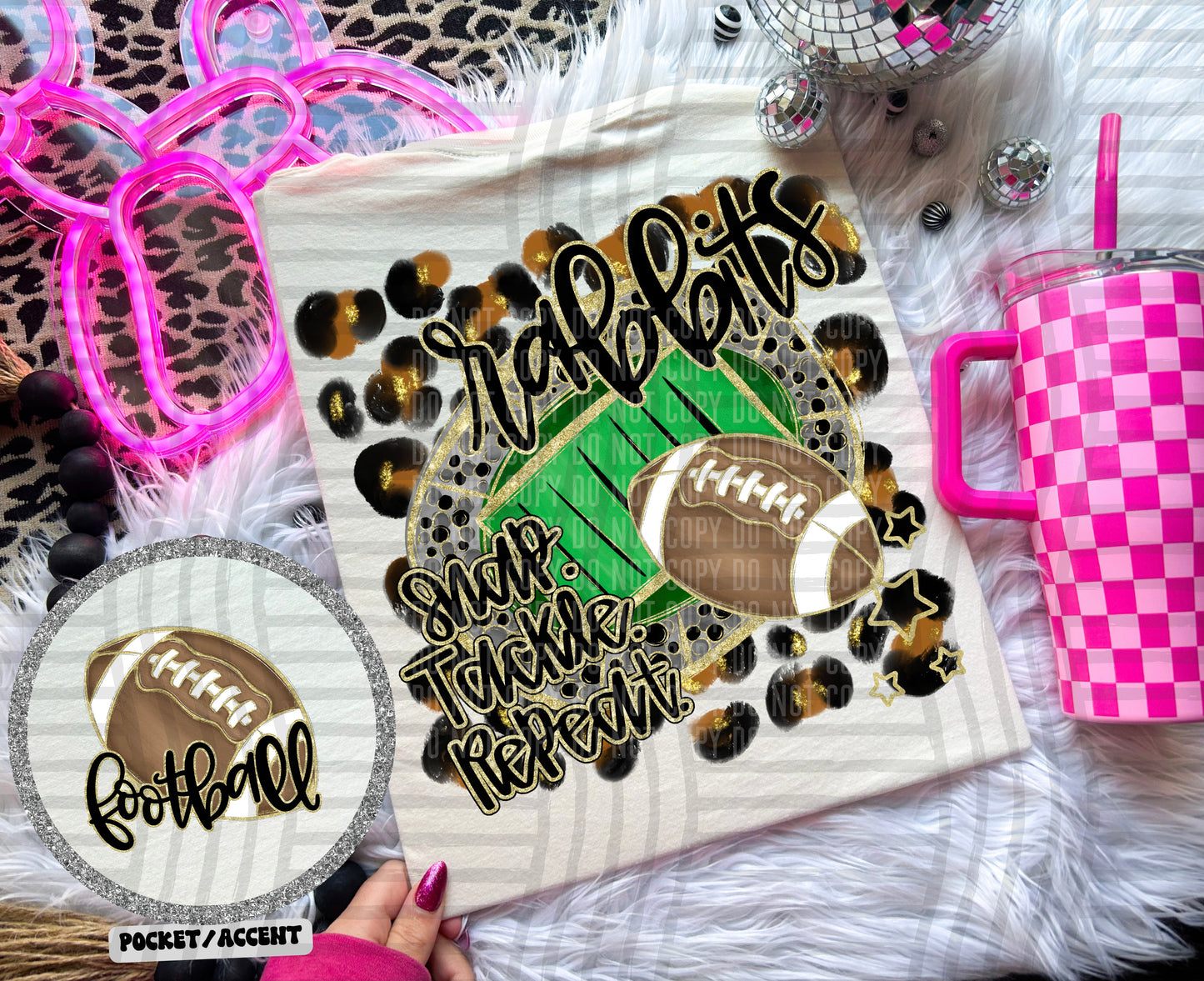 Football - Snap. Tackle. Repeat. <3- Digital Download 300DPI PNG FILE