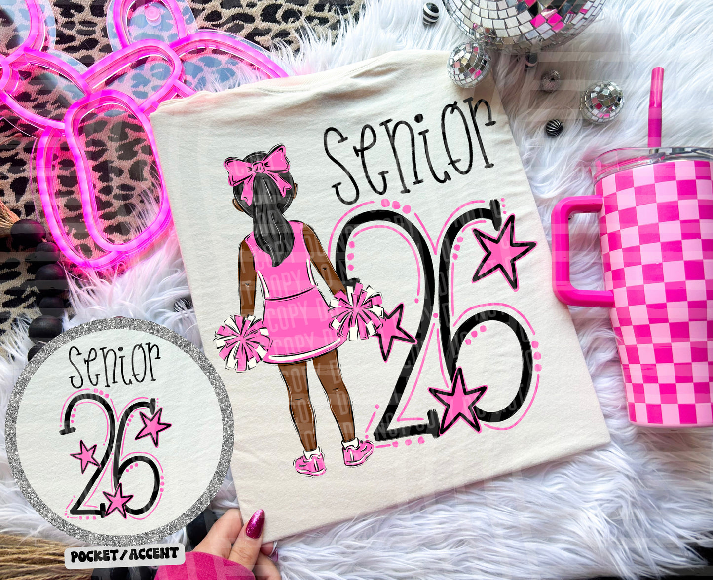 CHEERLEADER SENIOR 2026 - optional matching Pocket - Digital download 300DPI PNG FILE