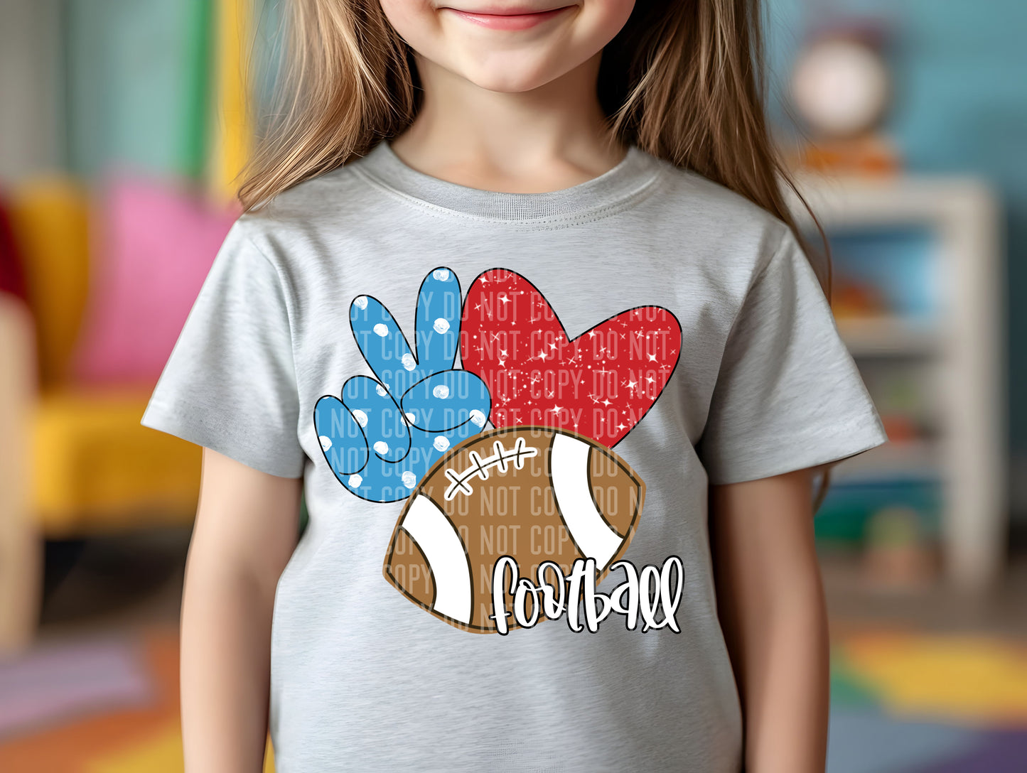Peace Love Football Color Dropdown Digital Download 300DPI PNG FILE