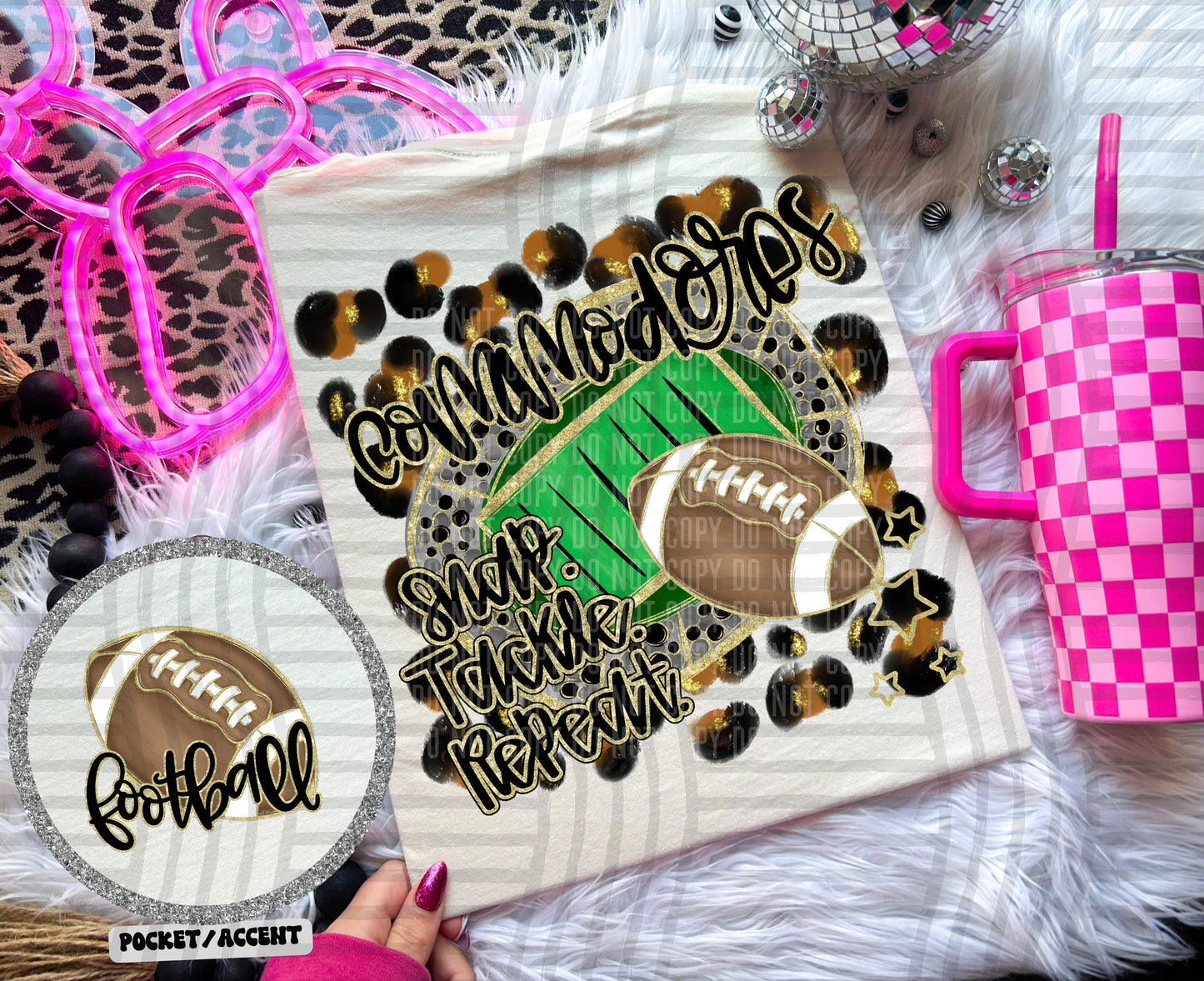 Football - Snap. Tackle. Repeat. <3- Digital Download 300DPI PNG FILE