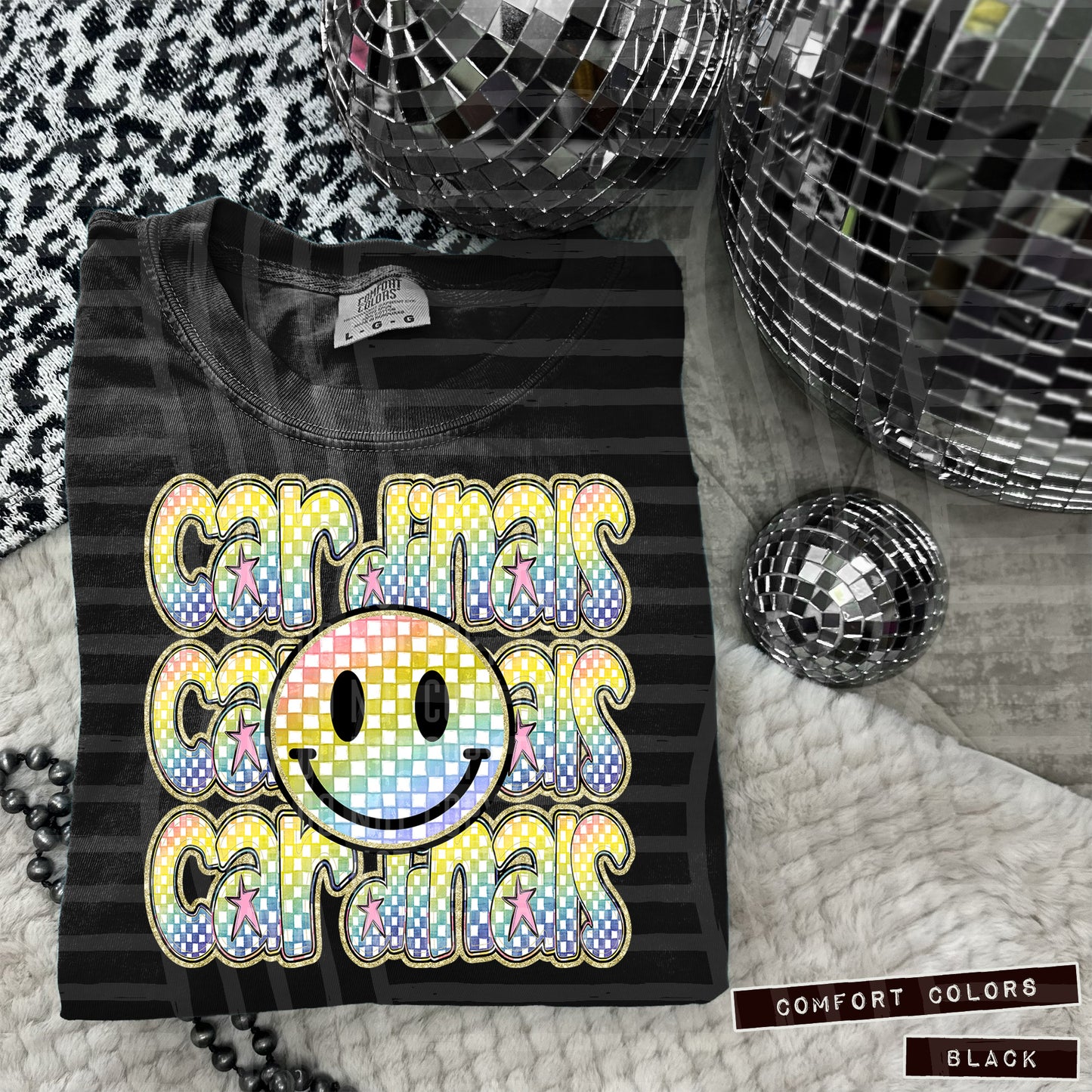 Rainbow Checker Happy Triple Stacked - Digital Download 300DPI PNG FILE