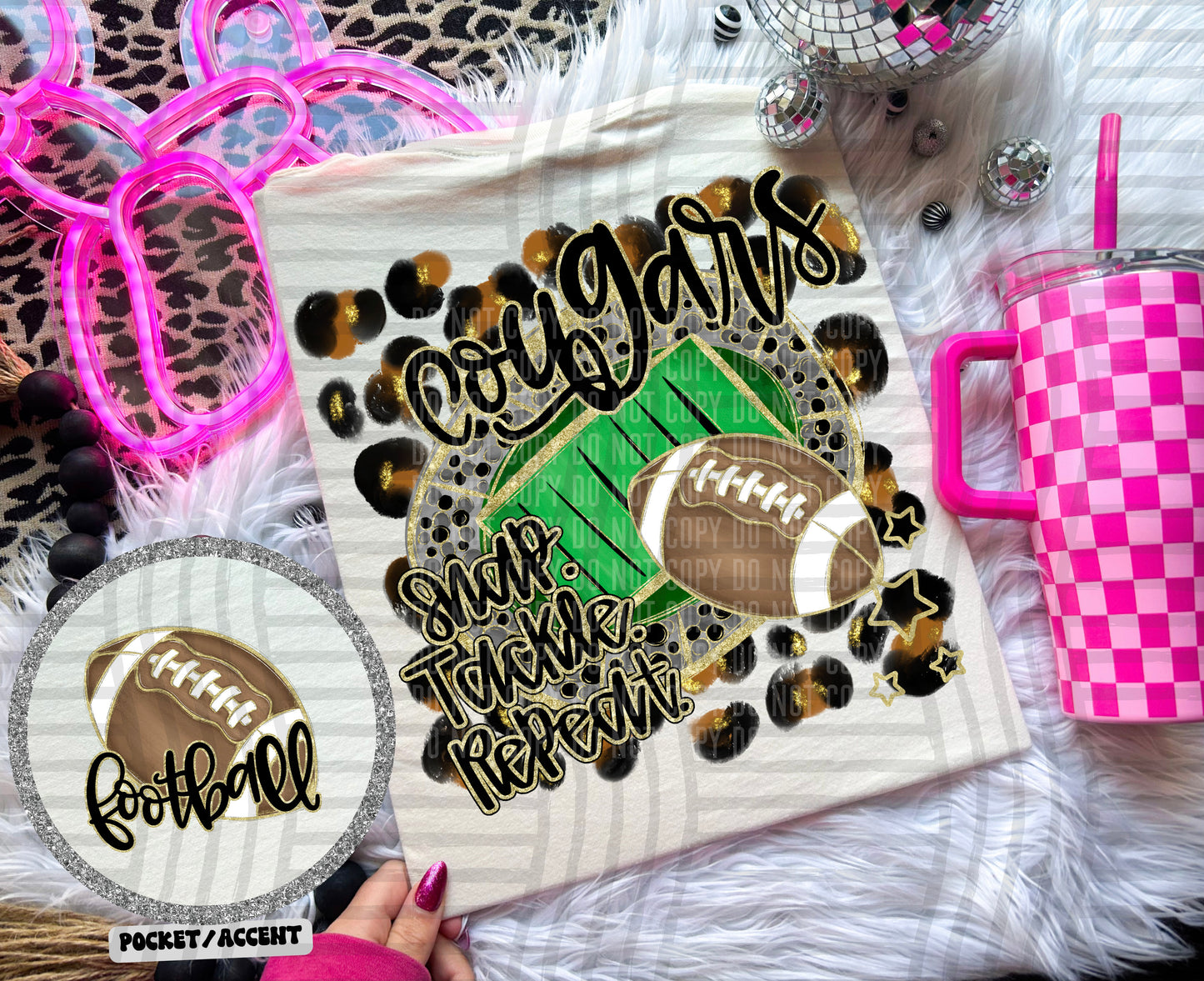 Football - Snap. Tackle. Repeat. <3- Digital Download 300DPI PNG FILE