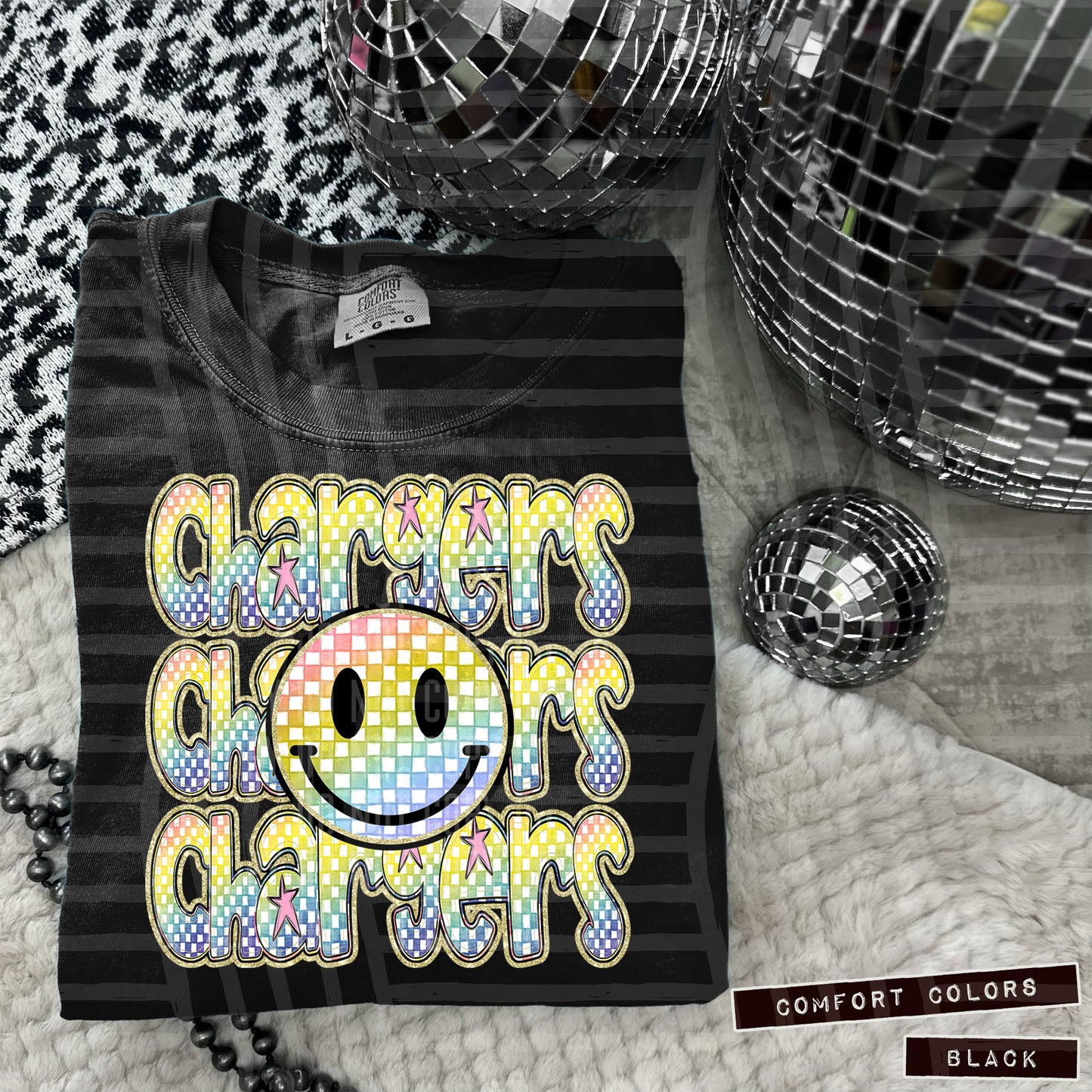 Rainbow Checker Happy Triple Stacked - Digital Download 300DPI PNG FILE