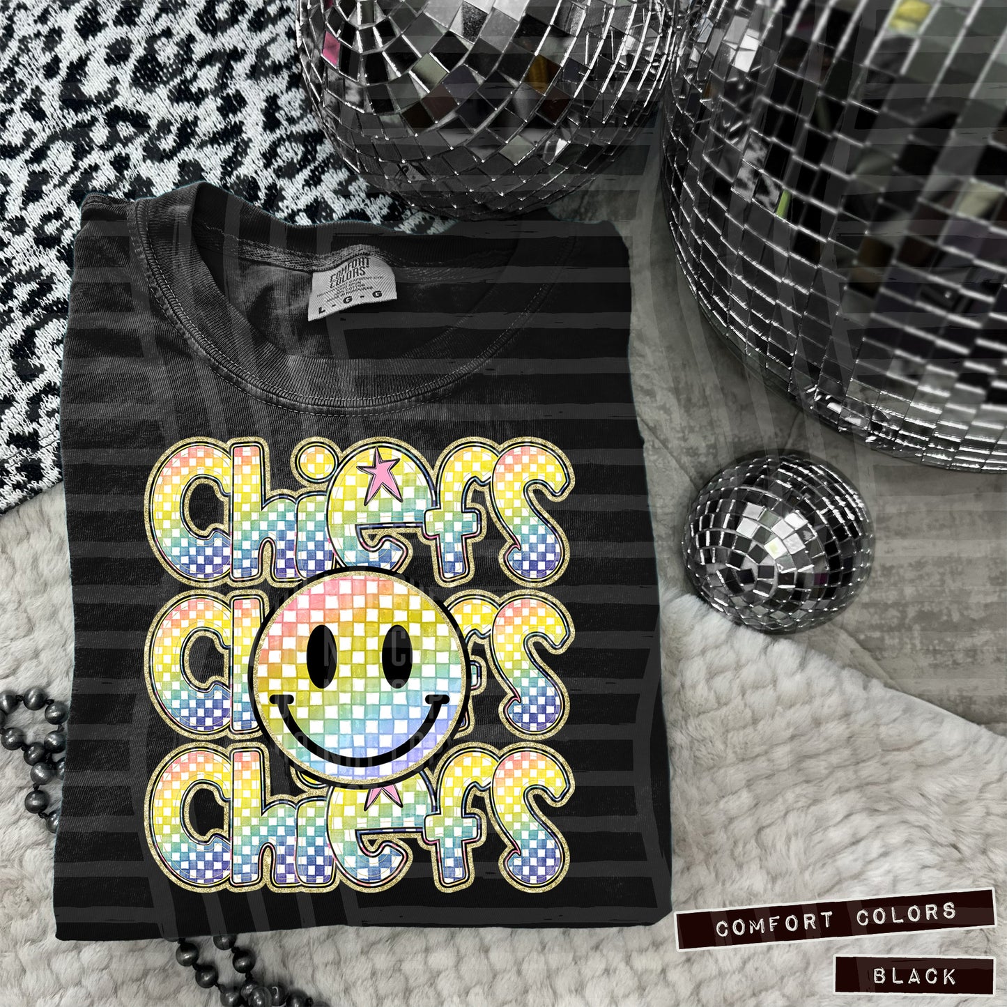 Rainbow Checker Happy Triple Stacked - Digital Download 300DPI PNG FILE