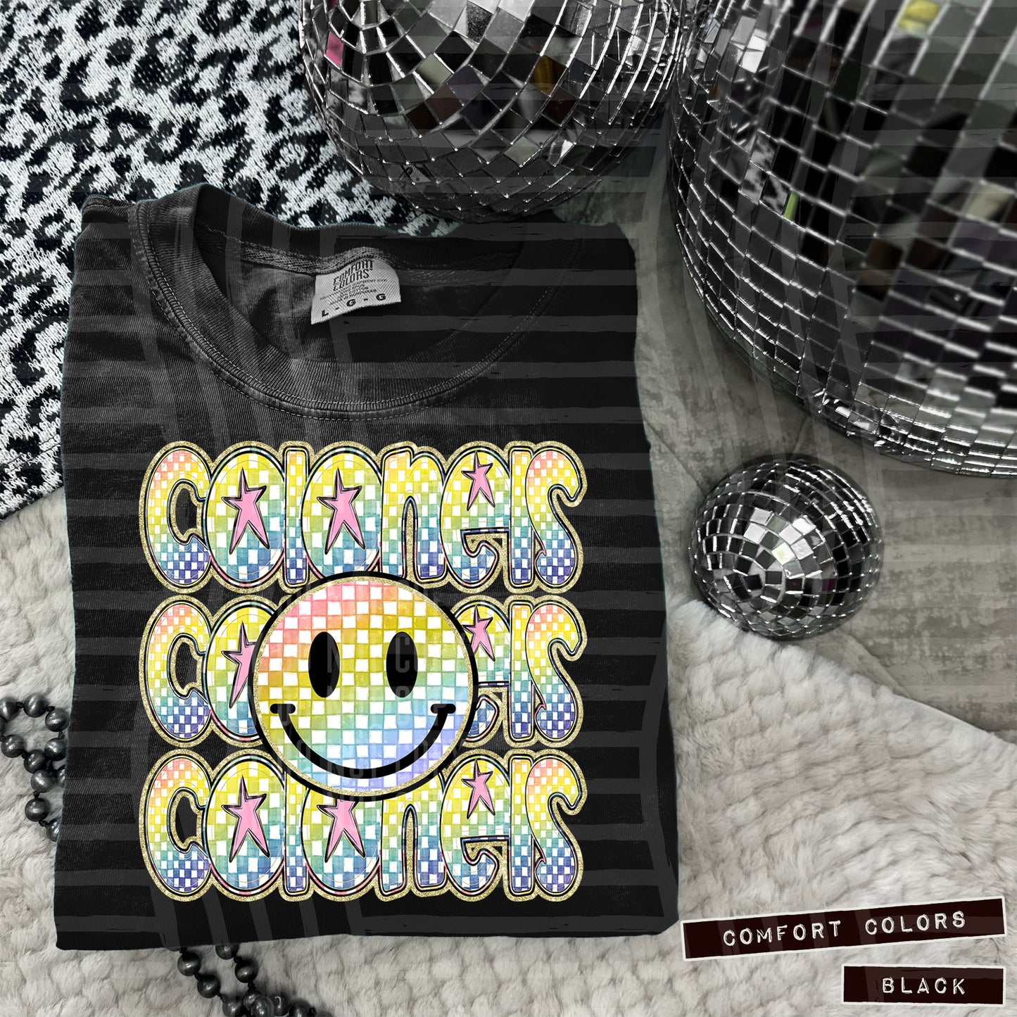Rainbow Checker Happy Triple Stacked - Digital Download 300DPI PNG FILE