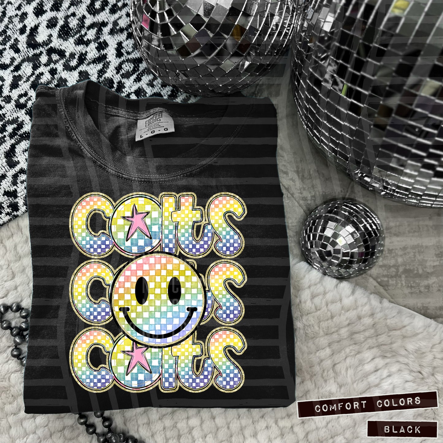 Rainbow Checker Happy Triple Stacked - Digital Download 300DPI PNG FILE