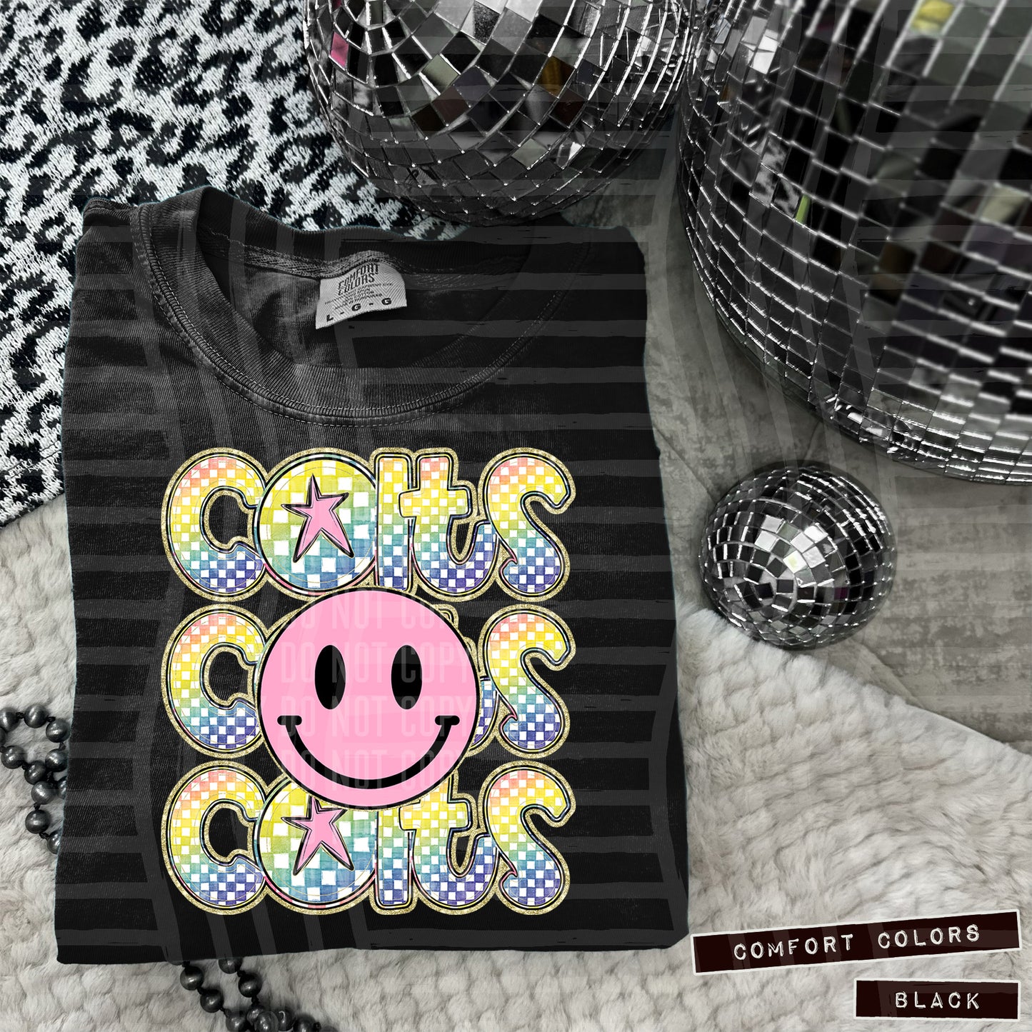 Rainbow Checker Pink Happy Triple Stacked - Digital Download 300DPI PNG FILE