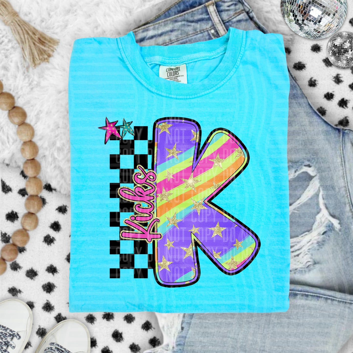 Rainbow Swirl Initial -Dropdown + Custom option - Digital Download 300DPI PNG FILE