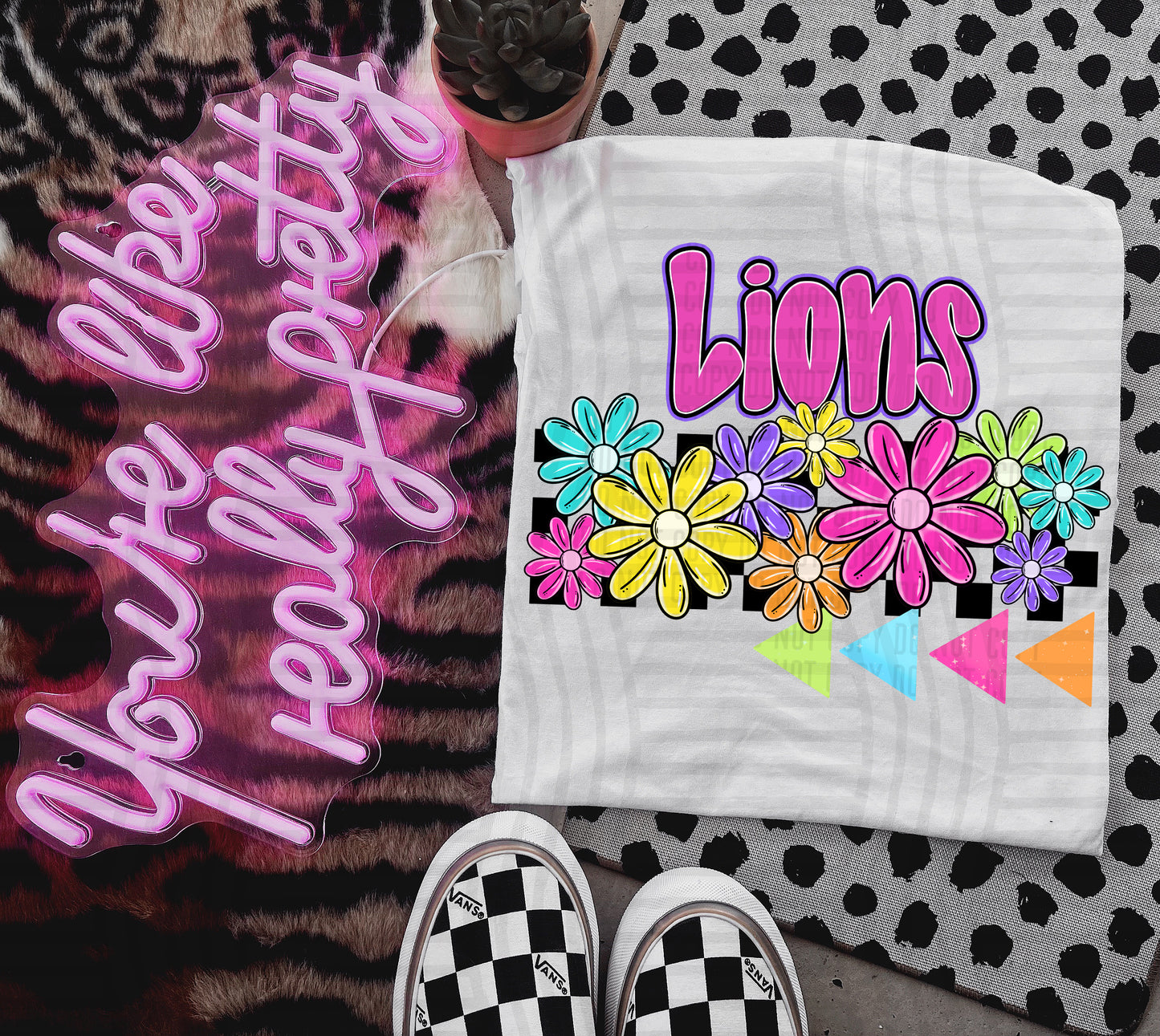 Bright Preppy Floral -Dropdown + CUSTOM - Digital Download 300DPI PNG FILE