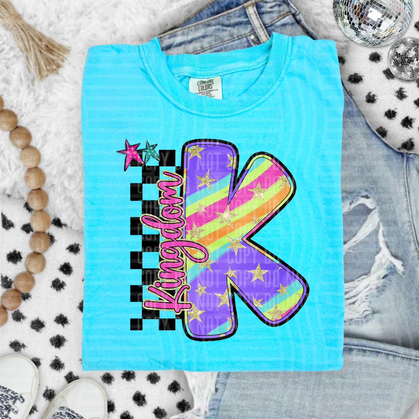 Rainbow Swirl Initial -Dropdown + Custom option - Digital Download 300DPI PNG FILE