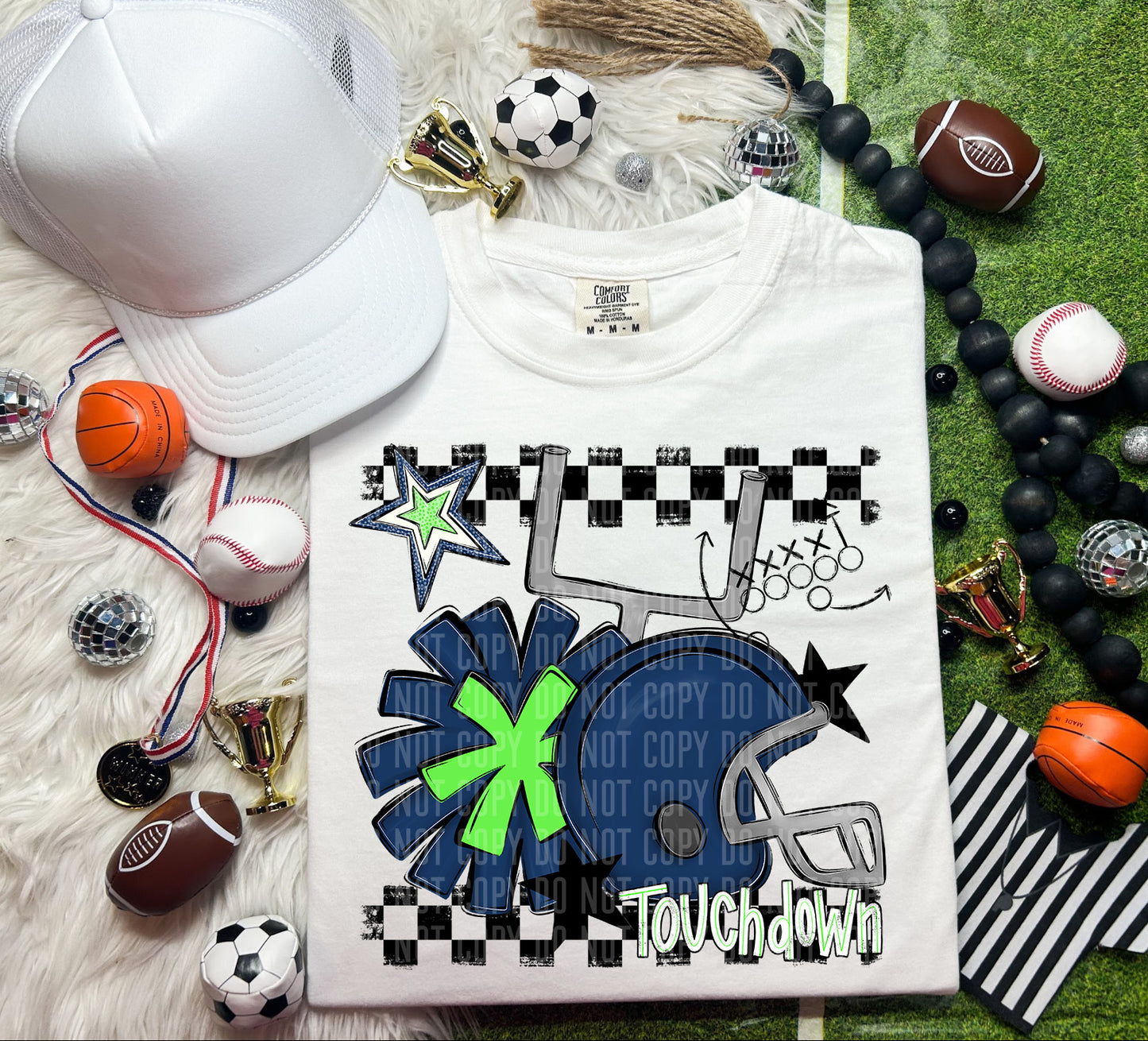 Custom Football Helmet + Pom Mascots - Digital Download 300DPI PNG FILE