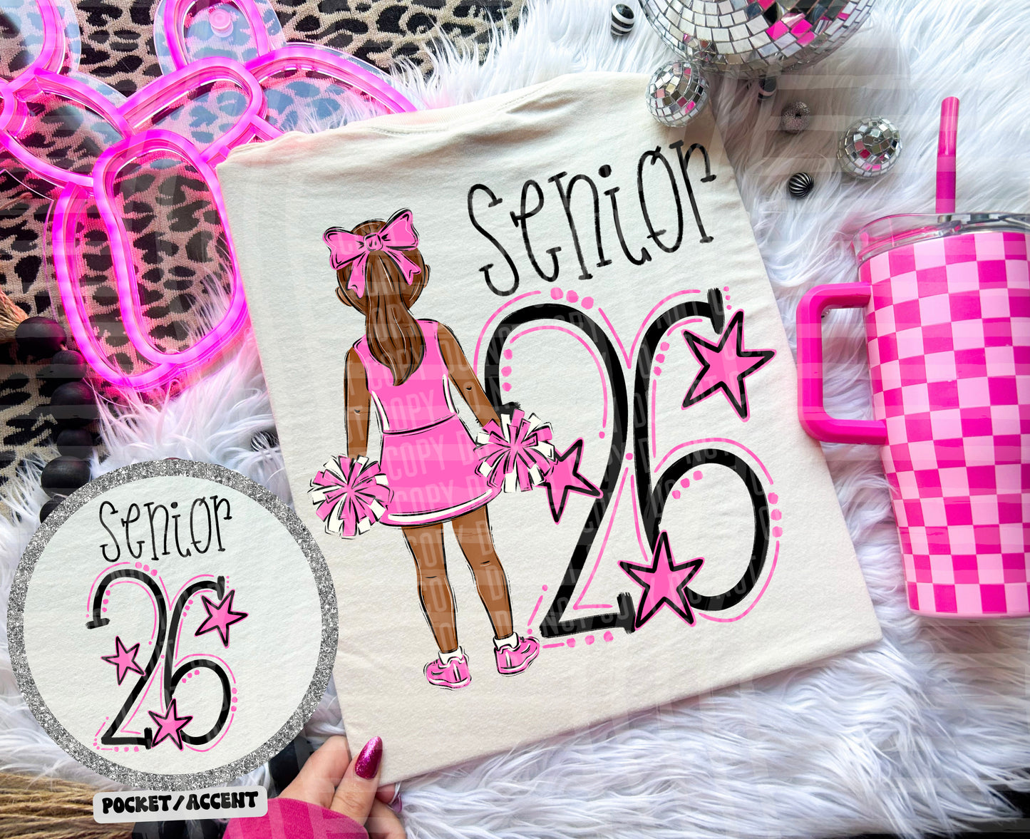 CHEERLEADER SENIOR 2026 - optional matching Pocket - Digital download 300DPI PNG FILE