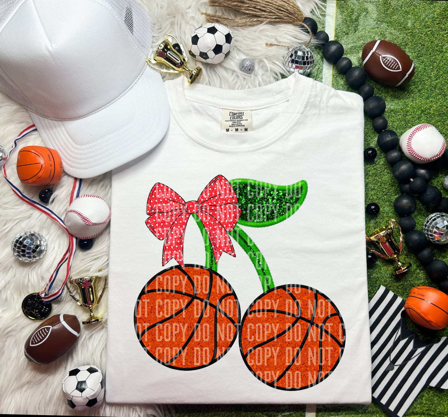 FAUX EMBROIDERY CHERRY SPORTS  - Digital download 300DPI PNG FILE
