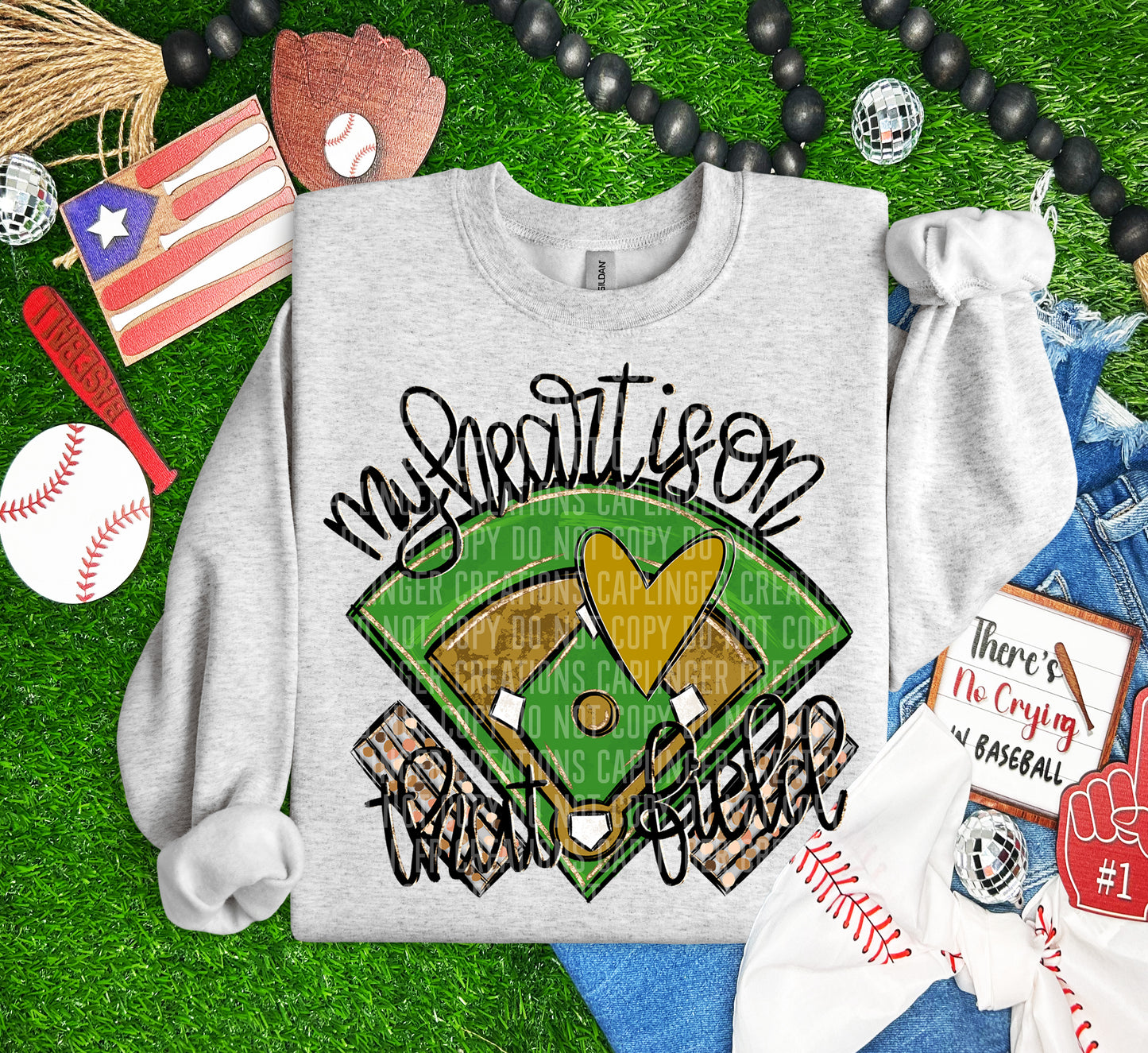 My heart is on that field (BASEBALL)- Color Dropdown Digital Download 300DPI PNG FILE