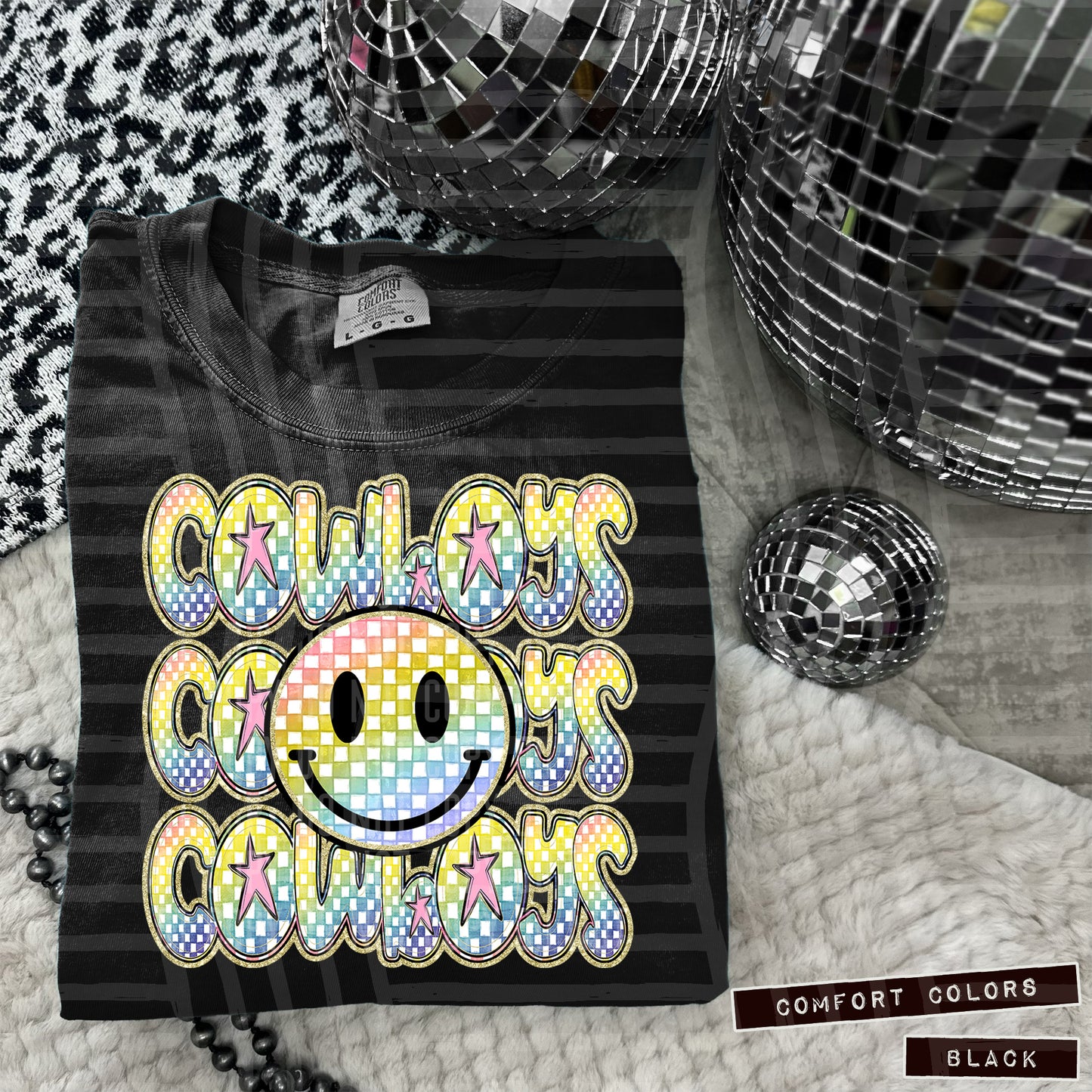Rainbow Checker Happy Triple Stacked - Digital Download 300DPI PNG FILE