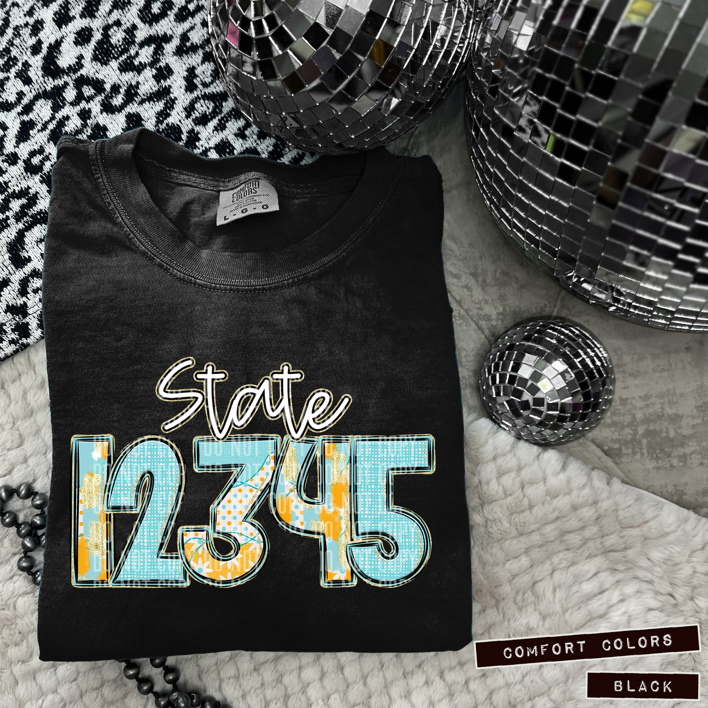 CUSTOM - STATE & ZIP CODE - DOTTED DAISY - Digital Download 300DPI PNG FILE
