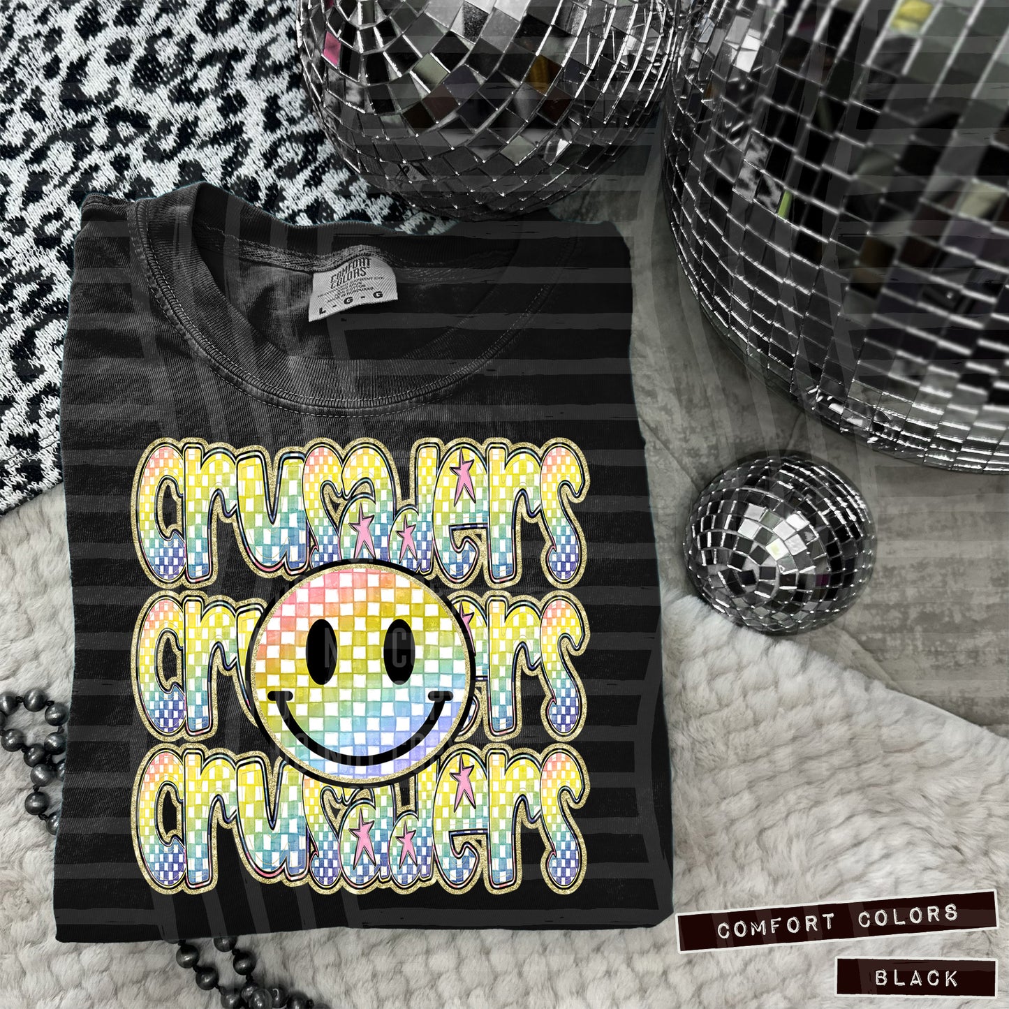 Rainbow Checker Happy Triple Stacked - Digital Download 300DPI PNG FILE