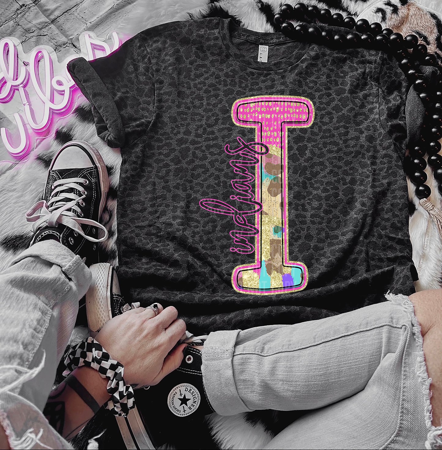 Rainbow Leopard Initial Mascot - Dropdown + CUSTOM - Digital Download 300DPI PNG FILE
