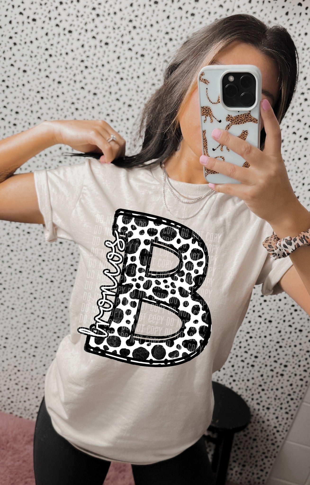 CUSTOM- Dalmation Dot Letter with mascot name - Digital download 300DPI PNG FILE