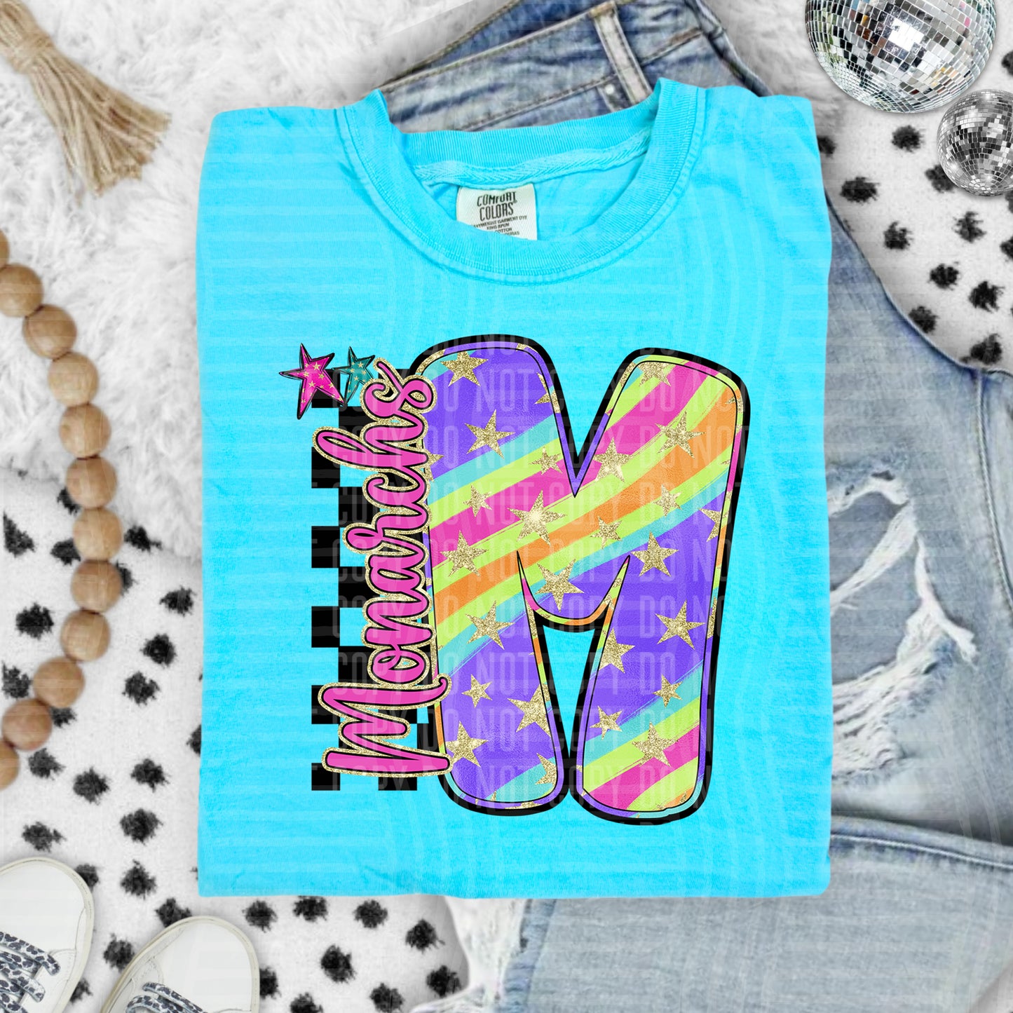 Rainbow Swirl Initial -Dropdown + Custom option - Digital Download 300DPI PNG FILE