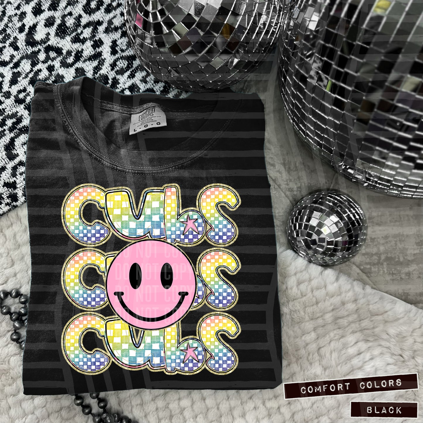 Rainbow Checker Pink Happy Triple Stacked - Digital Download 300DPI PNG FILE