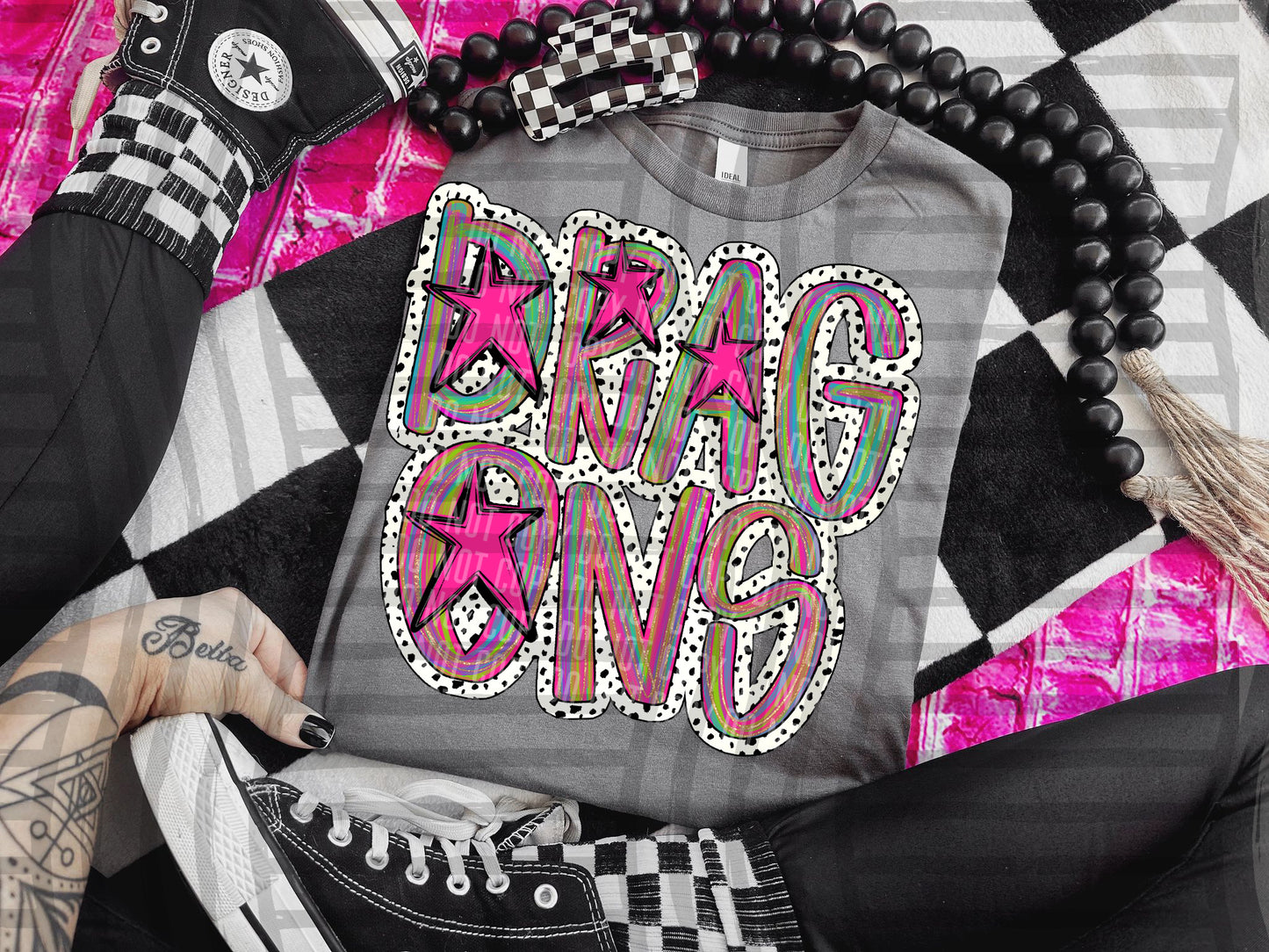 Pink Brushstrokes Dots - Dropdown + CUSTOM- Digital Download 300DPI PNG FILE