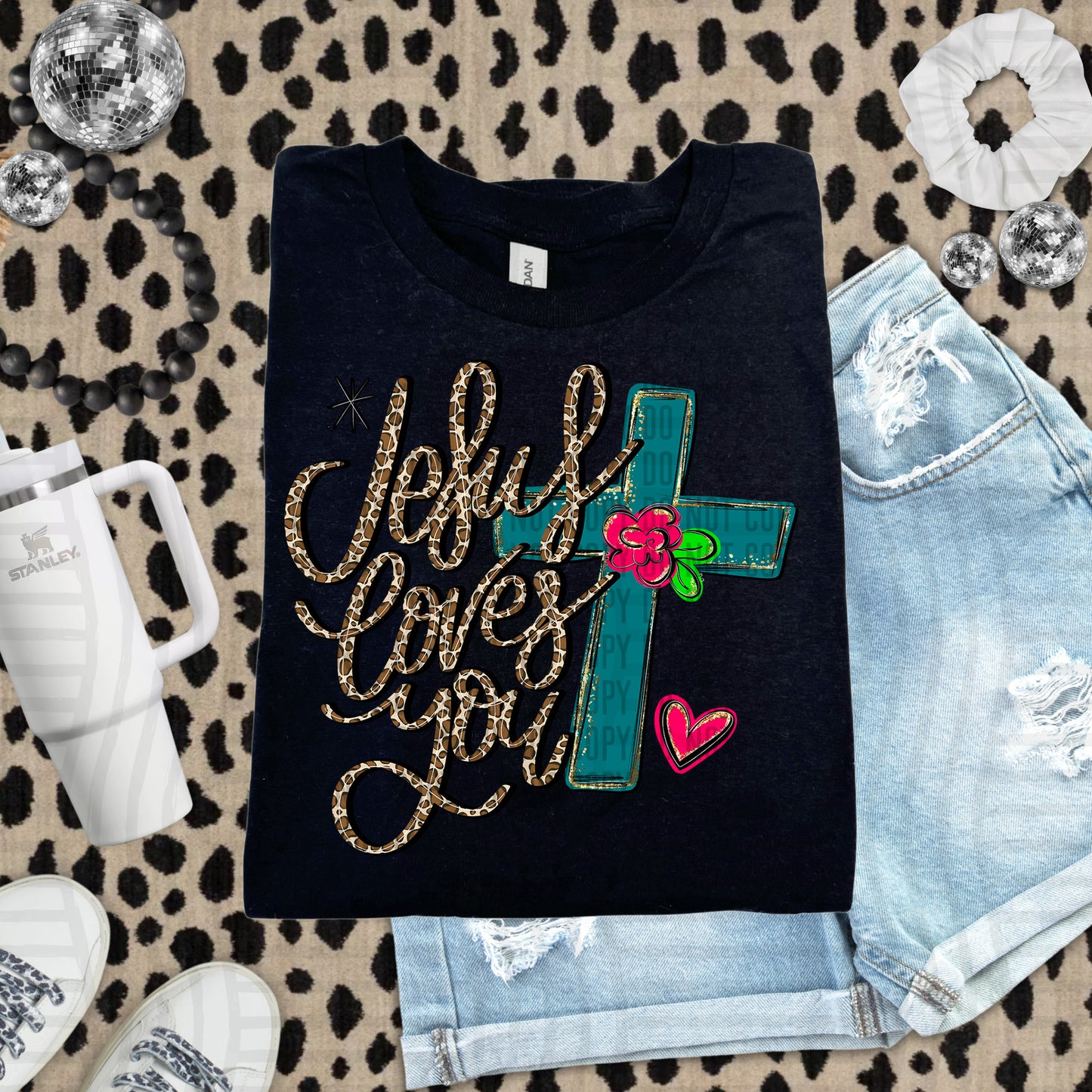 Jesus Loves You (leopard print) - Digital Download 300DPI PNG FILE
