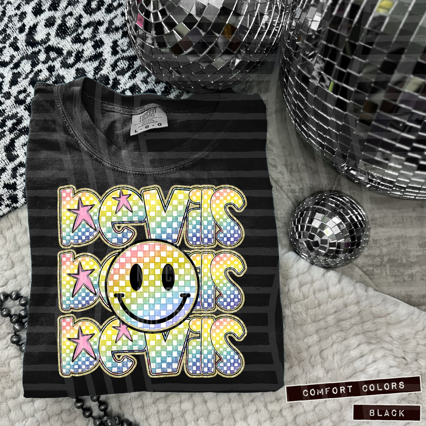 Rainbow Checker Happy Triple Stacked - Digital Download 300DPI PNG FILE