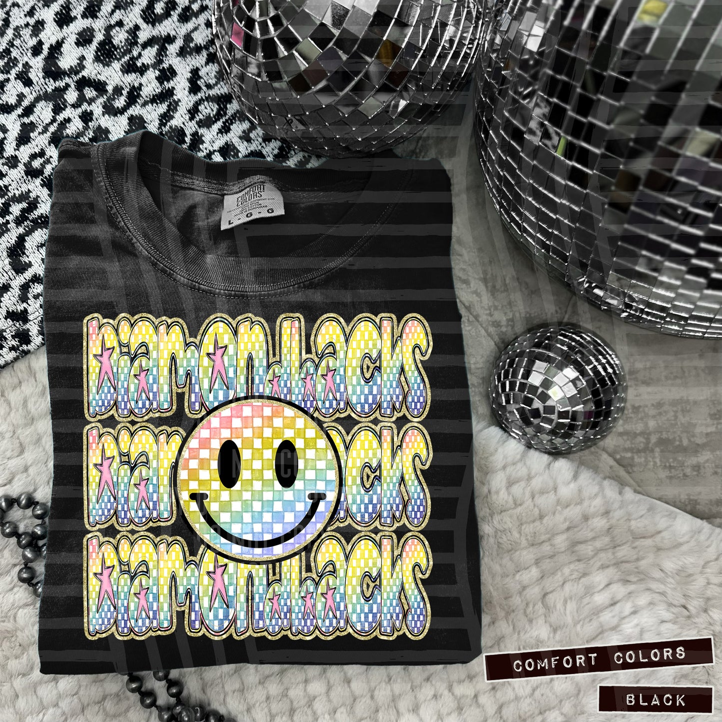 Rainbow Checker Happy Triple Stacked - Digital Download 300DPI PNG FILE