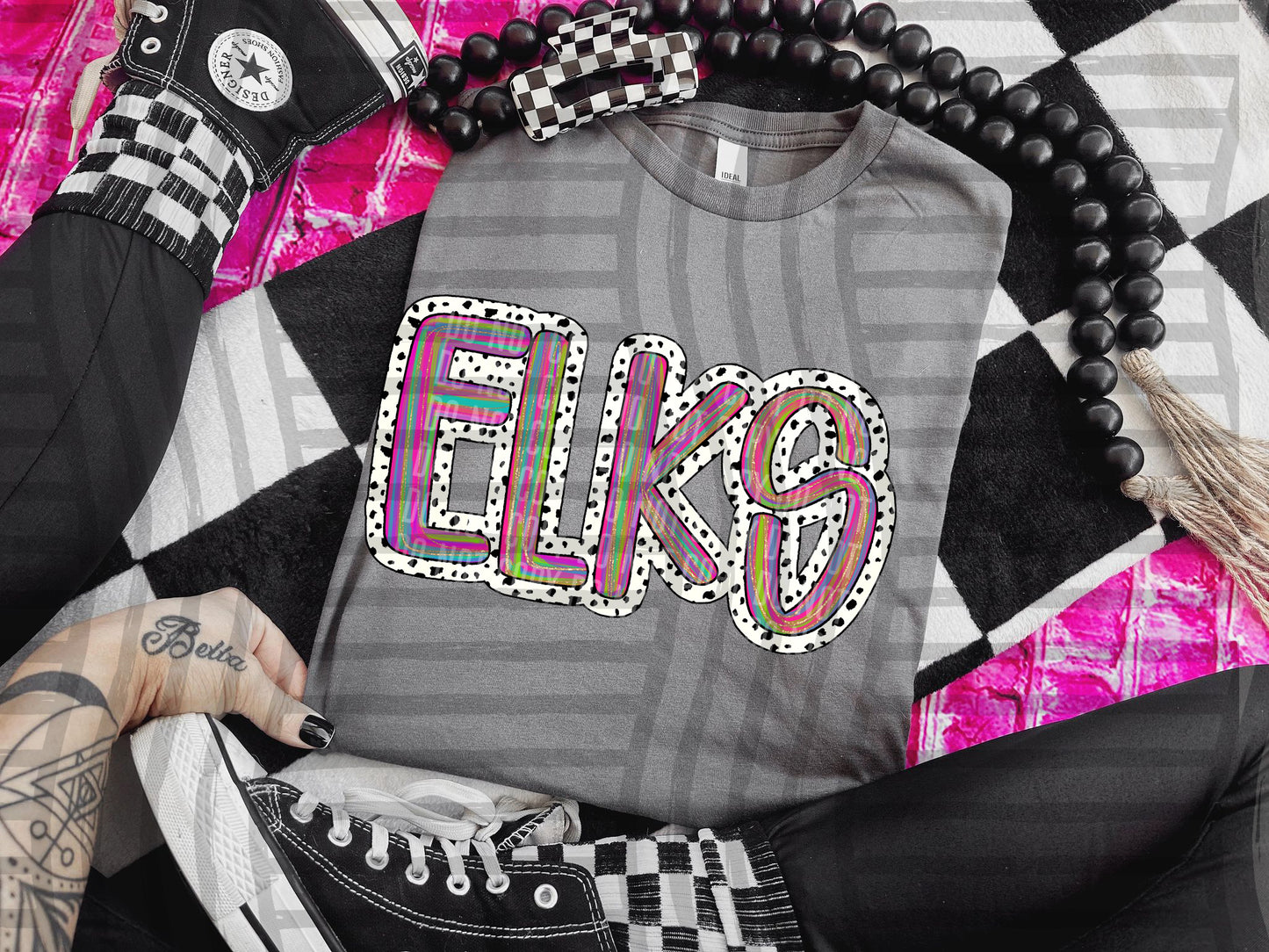 Pink Brushstrokes Dots - Dropdown + CUSTOM- Digital Download 300DPI PNG FILE