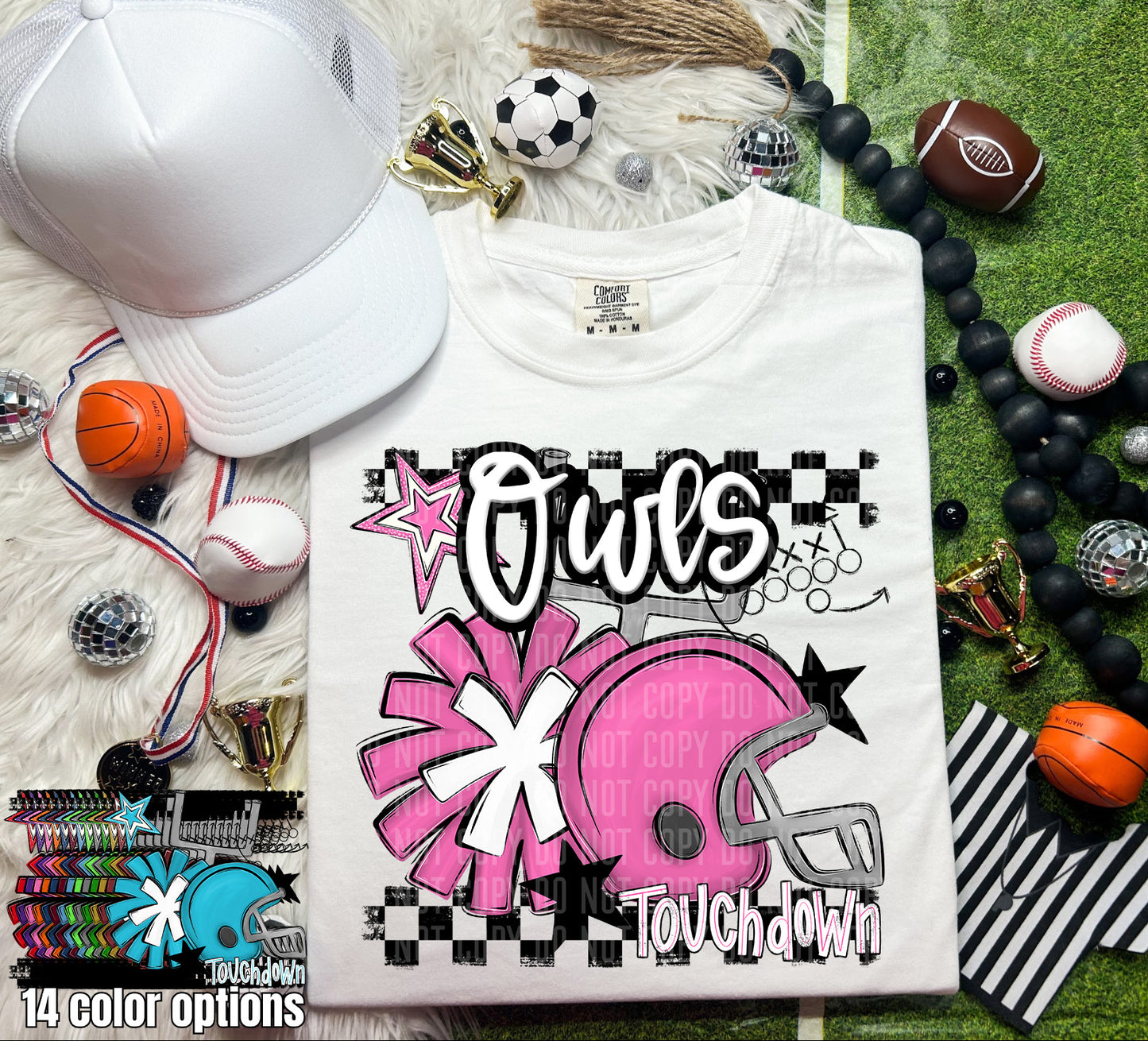 Pink Helmet + Pom Pom Mascots - Digital Download 300DPI PNG FILE