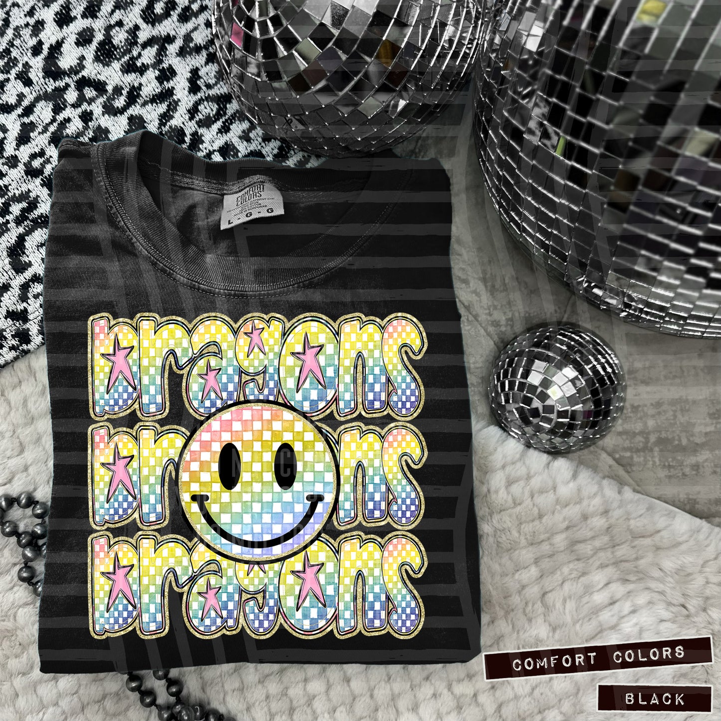 Rainbow Checker Happy Triple Stacked - Digital Download 300DPI PNG FILE