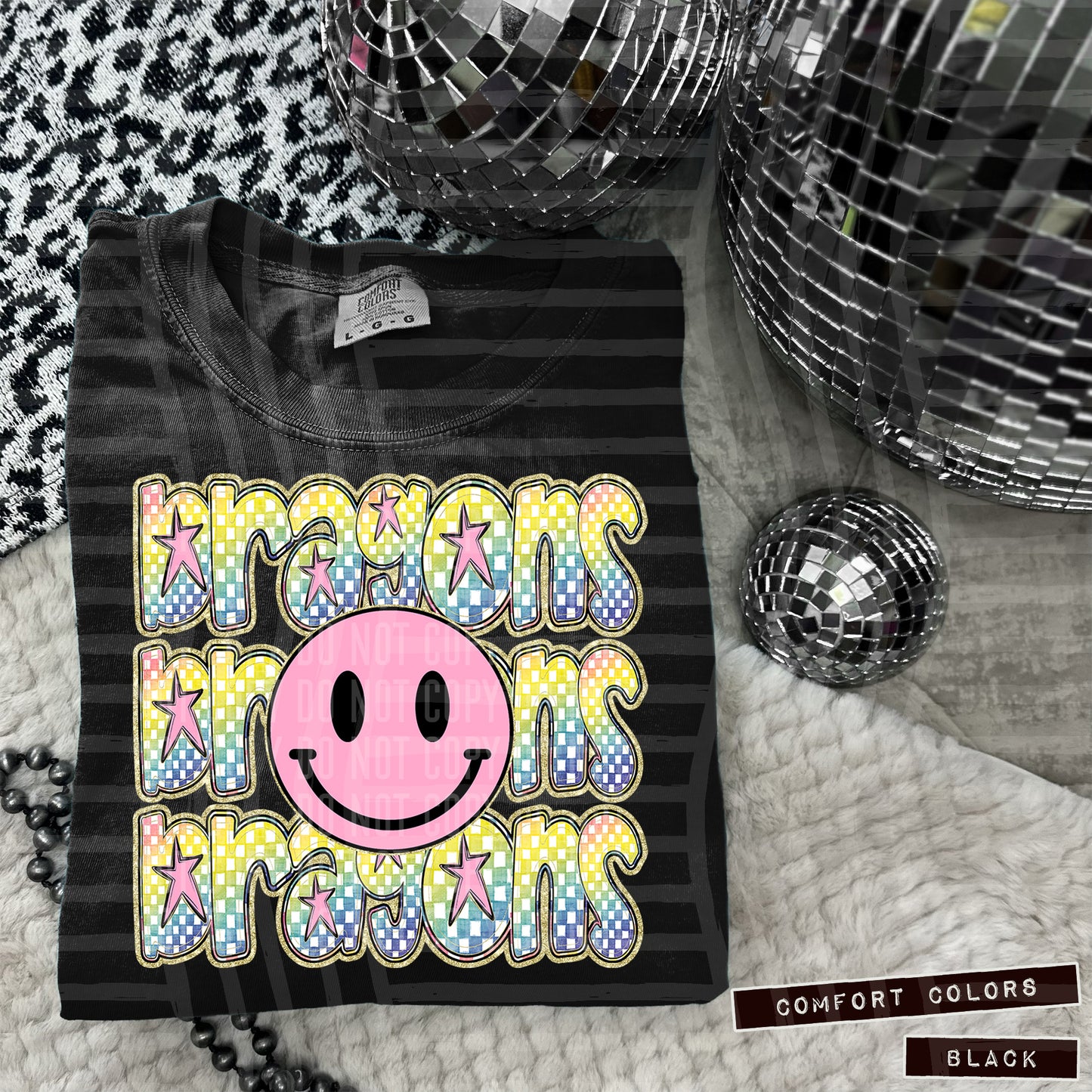 Rainbow Checker Pink Happy Triple Stacked - Digital Download 300DPI PNG FILE