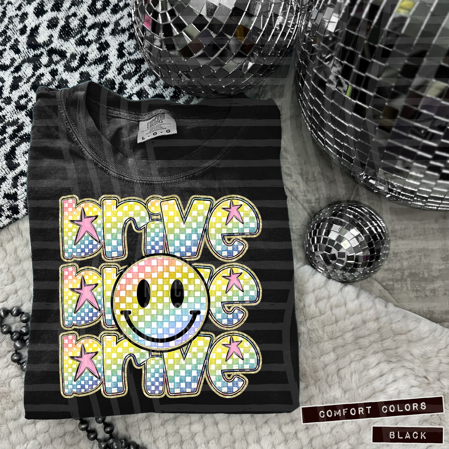 Rainbow Checker Happy Triple Stacked - Digital Download 300DPI PNG FILE