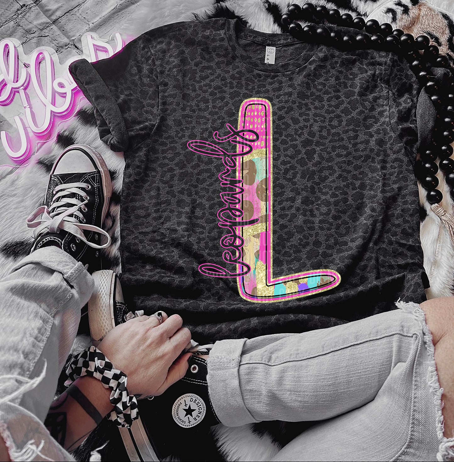 Rainbow Leopard Initial Mascot - Dropdown + CUSTOM - Digital Download 300DPI PNG FILE