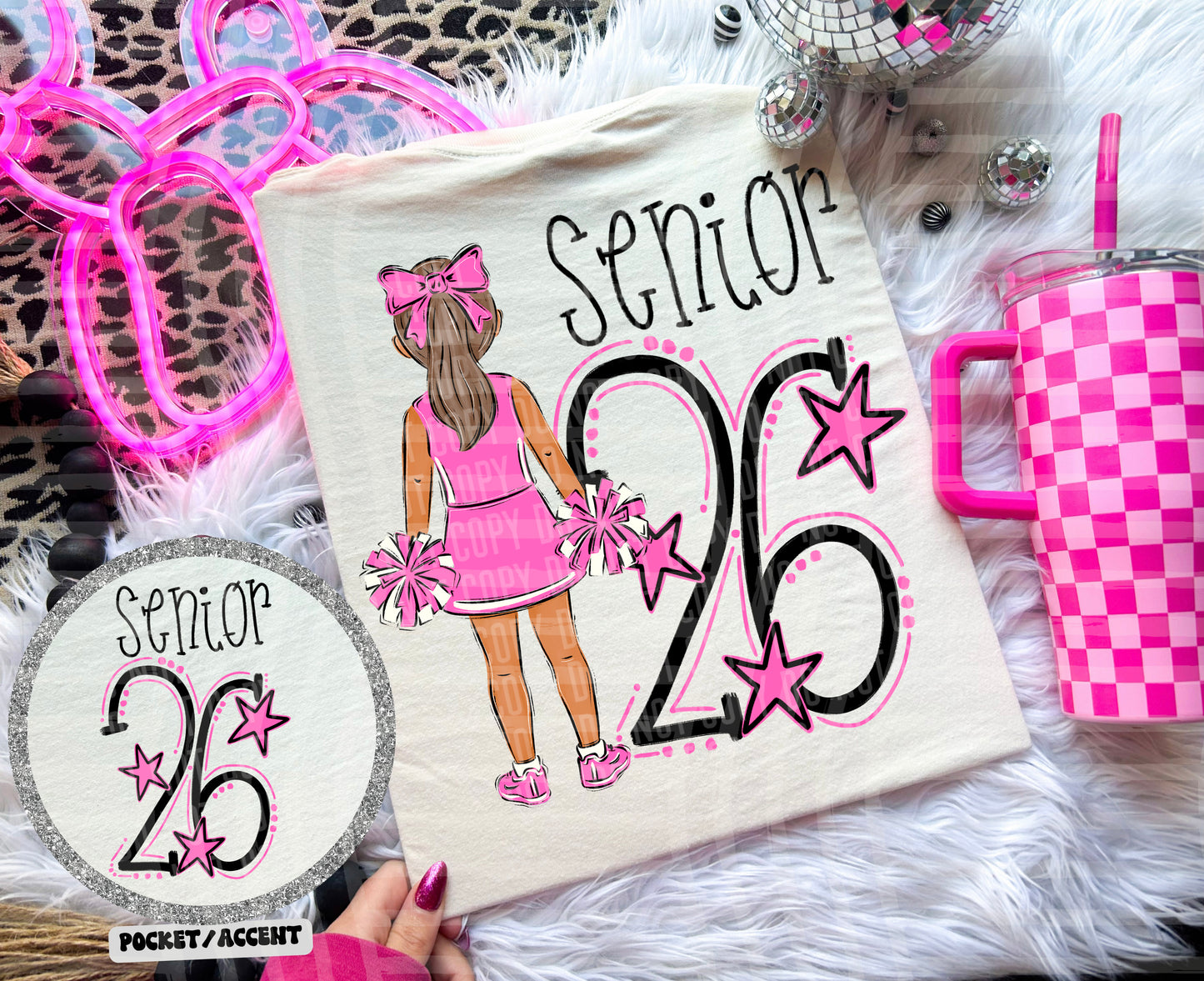 CHEERLEADER SENIOR 2026 - optional matching Pocket - Digital download 300DPI PNG FILE